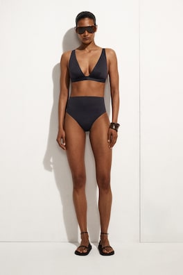 BONDED-SCUBA HIGH-WAISTED BIKINI BRIEFS — NAVY 1