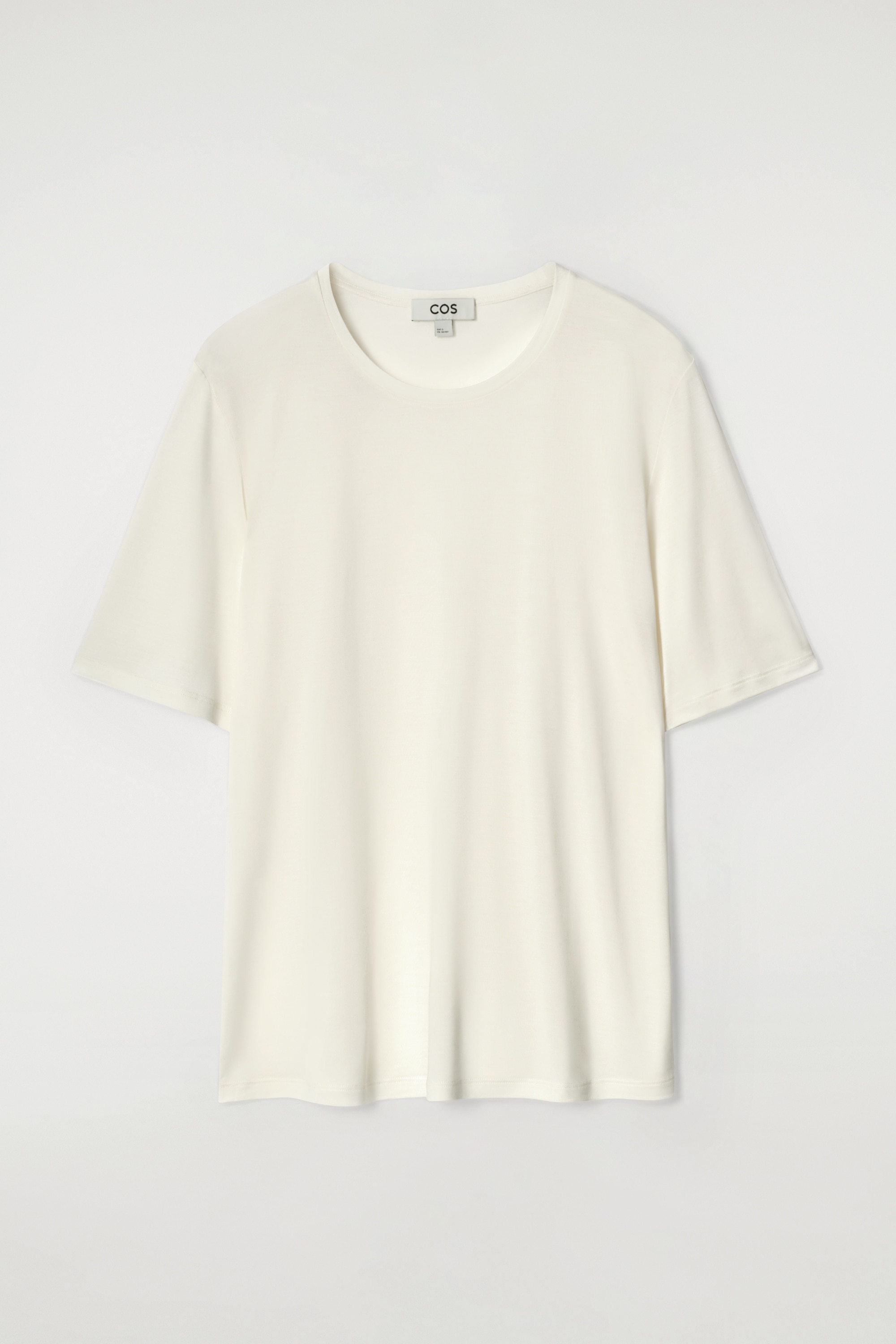 T-SHIRT AUS SEIDE - ELFENBEIN/SCHWARZ