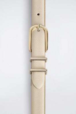 SAFFIANO LEATHER BELT — CREAM 2