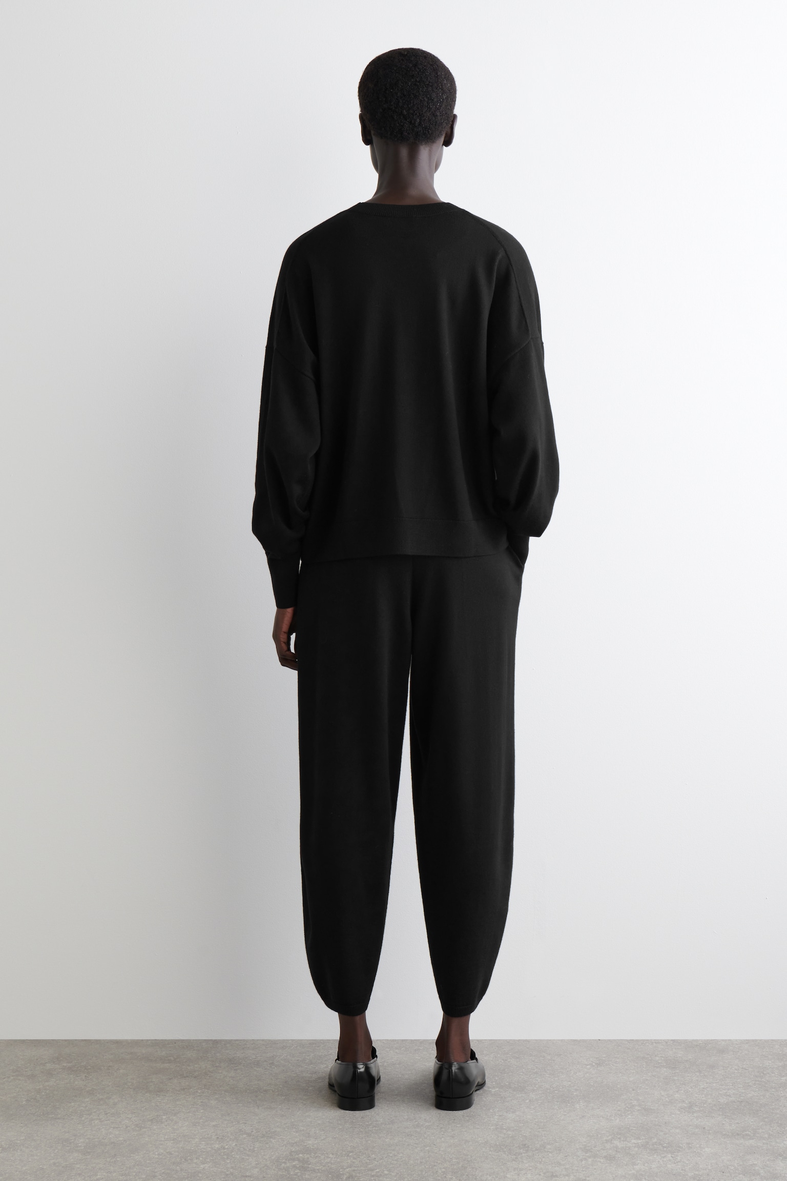 PANTALON BARREL EN LAINE MÉRINOS - NOIR/BRUN CHINÉ - 4