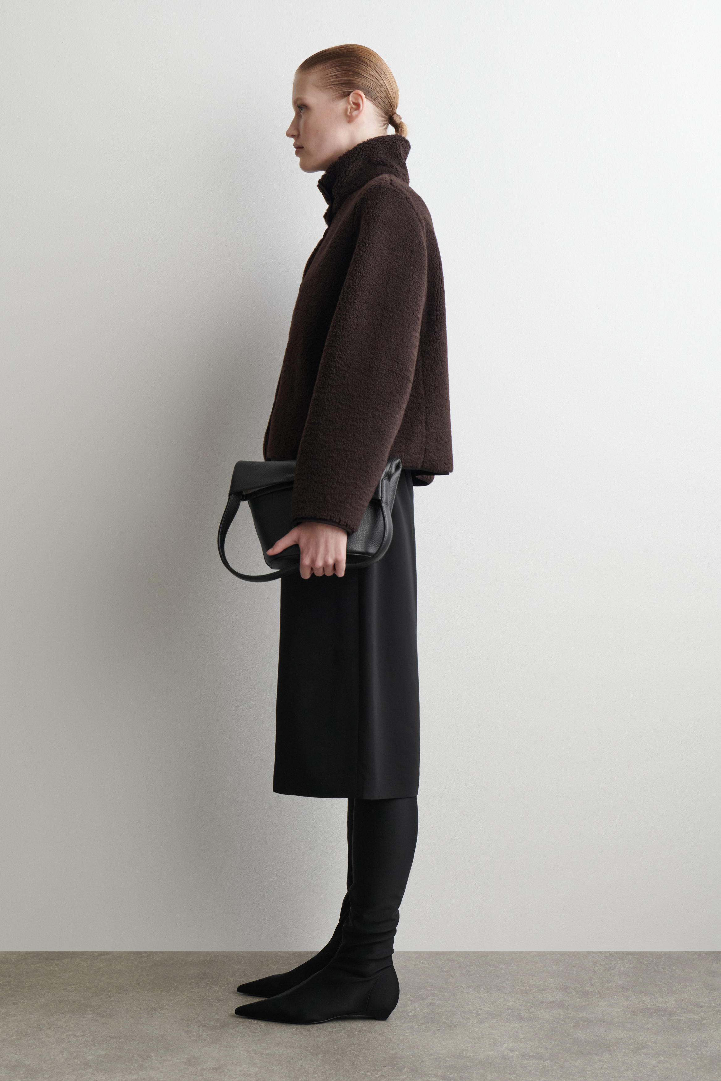 MOCK-NECK TEDDY JACKET - DARK BROWN | COS US