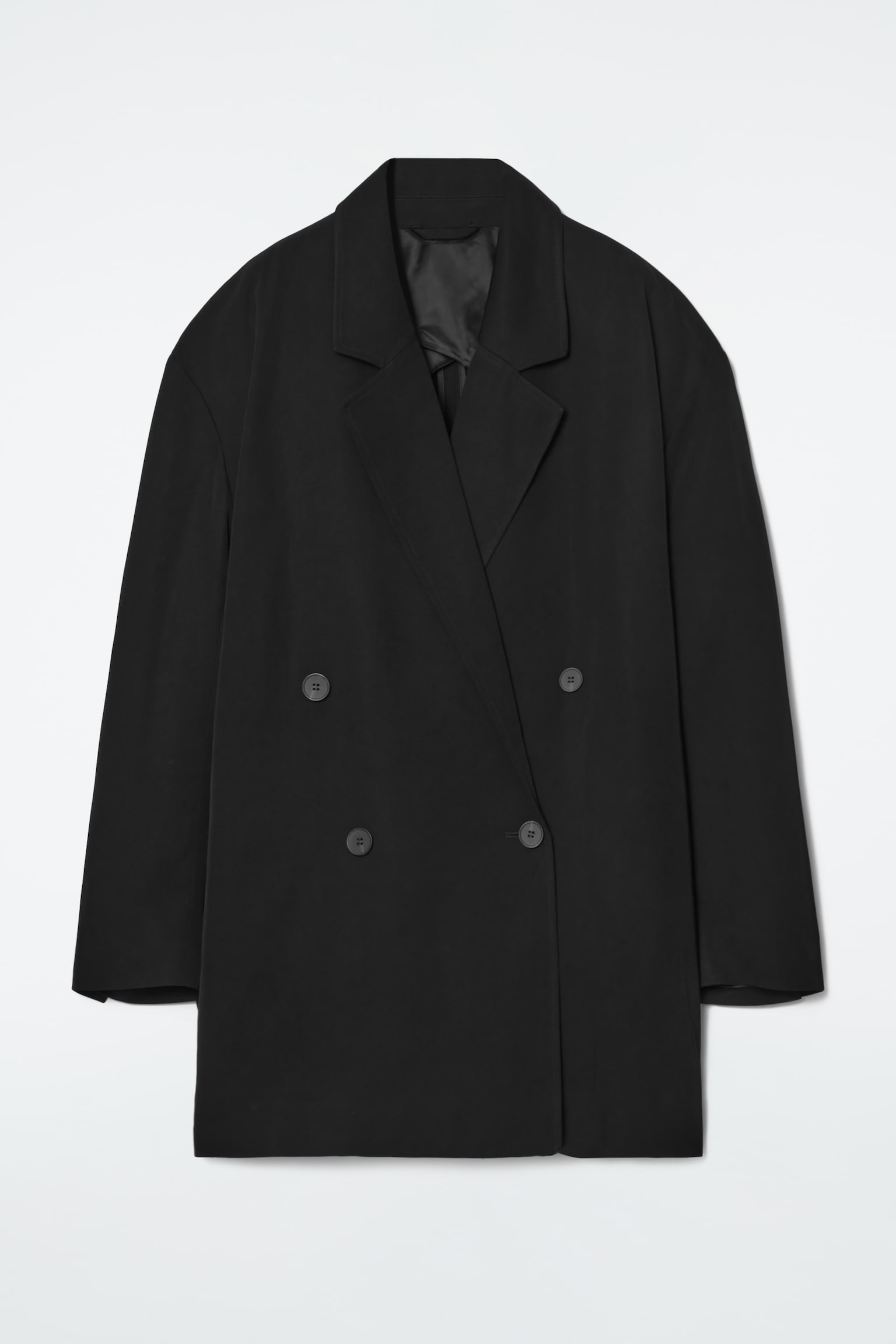 OVERSIZED DRAPED DOUBLE-BREASTED BLAZER - BLACK