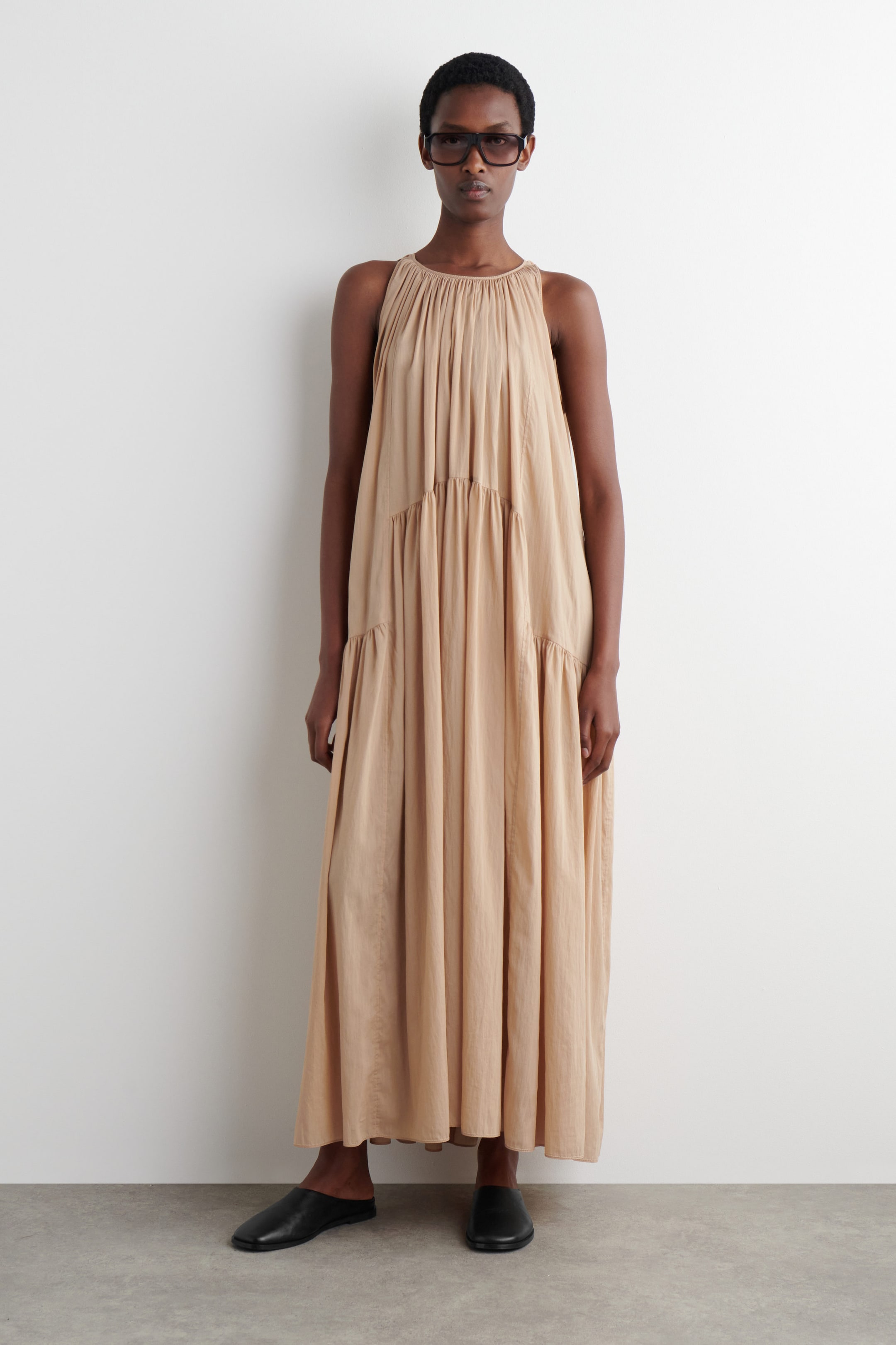 GATHERED HALTERNECK MAXI DRESS