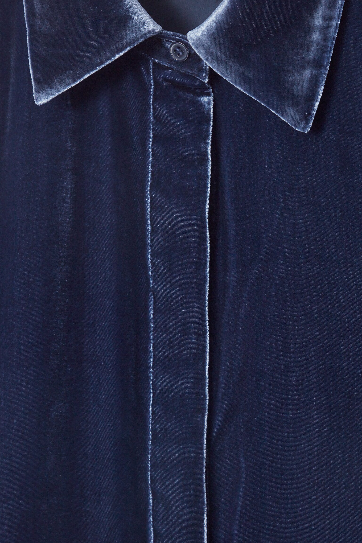 RELAXED SILK-BLEND VELVET SHIRT - BLUE - 2
