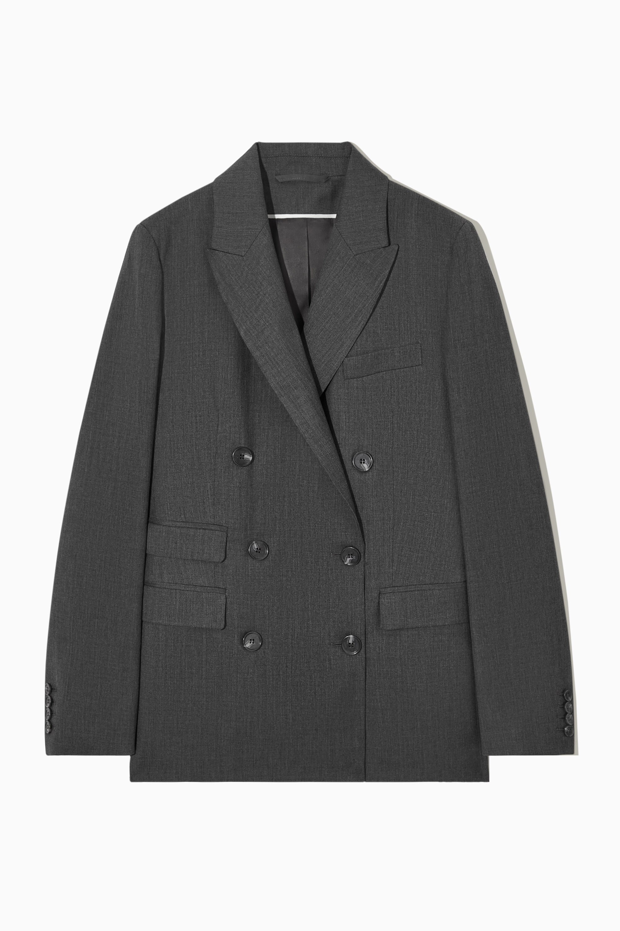 ジャケット Double Breasted Wool Blazer DOUBLE-BREASTED WOOL BLAZER - DARK GREY | COS