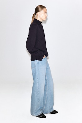 PURE CASHMERE MOCK-NECK SWEATER — NAVY 4
