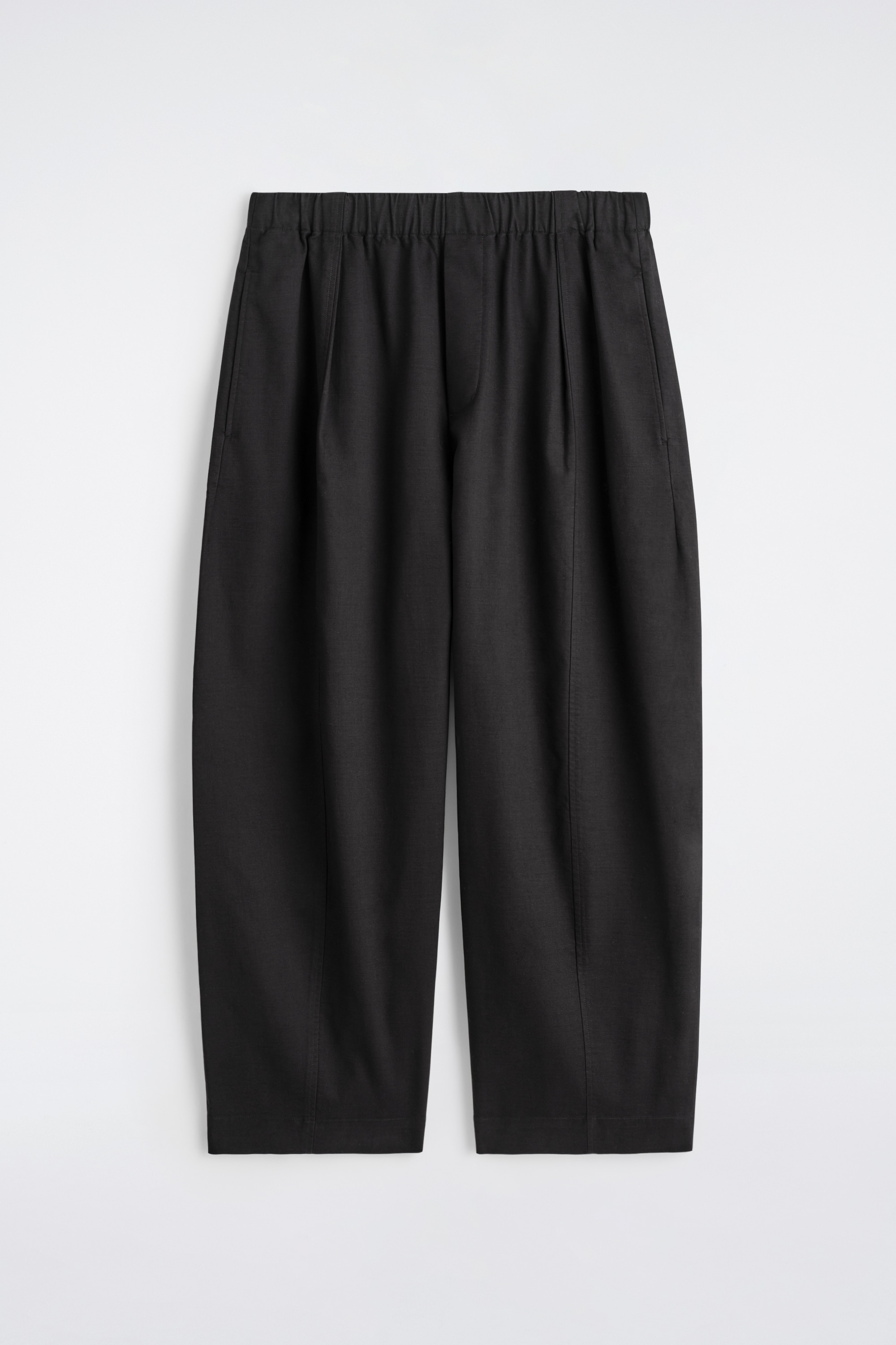PANTALON BARREL COURT EN COTON - NOIR/BEIGE