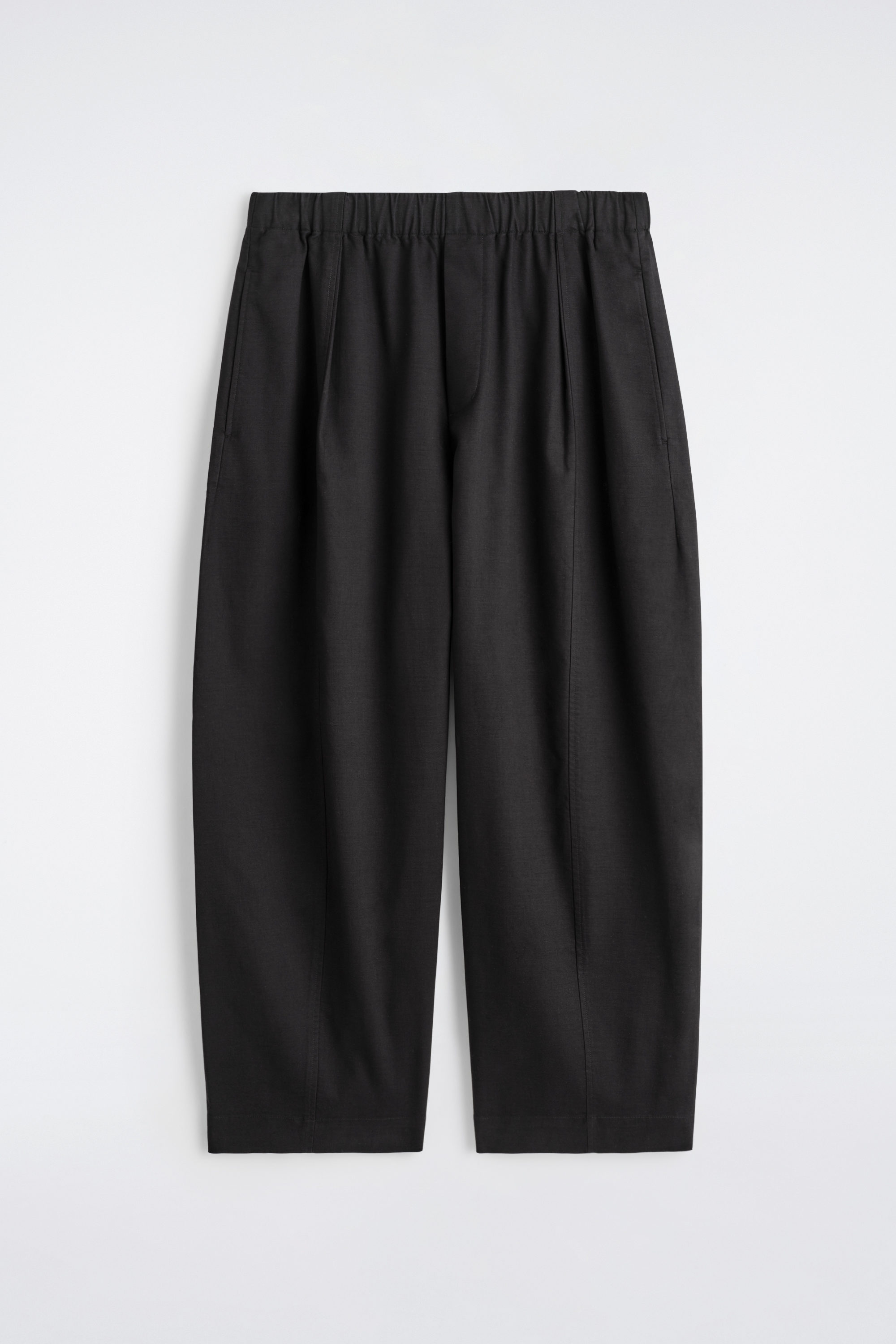 COTTON CROPPED BARREL-LEG PANTS - BLACK | COS US