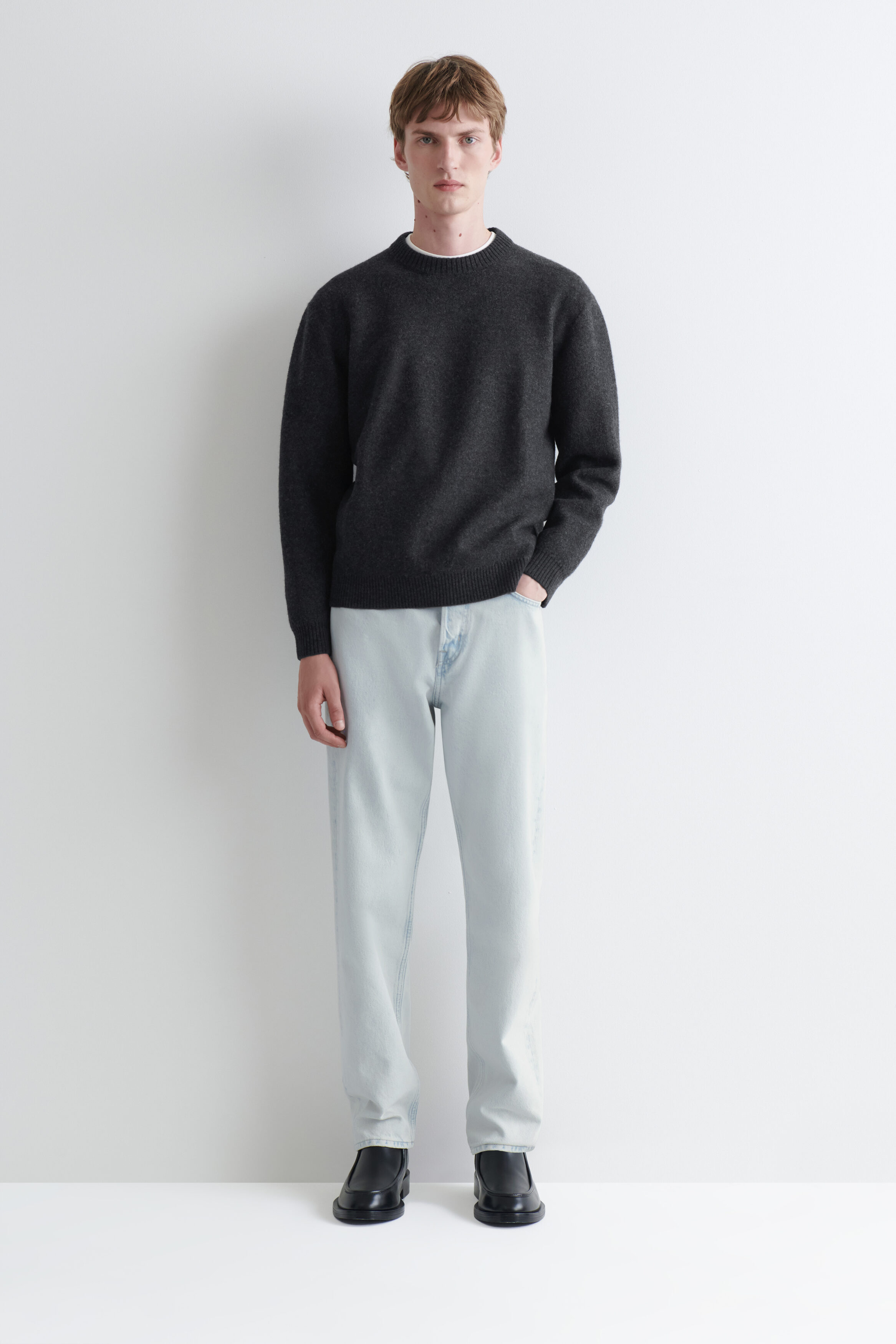 BOILED MERINO WOOL CREW-NECK SWEATER - thumbnail 2