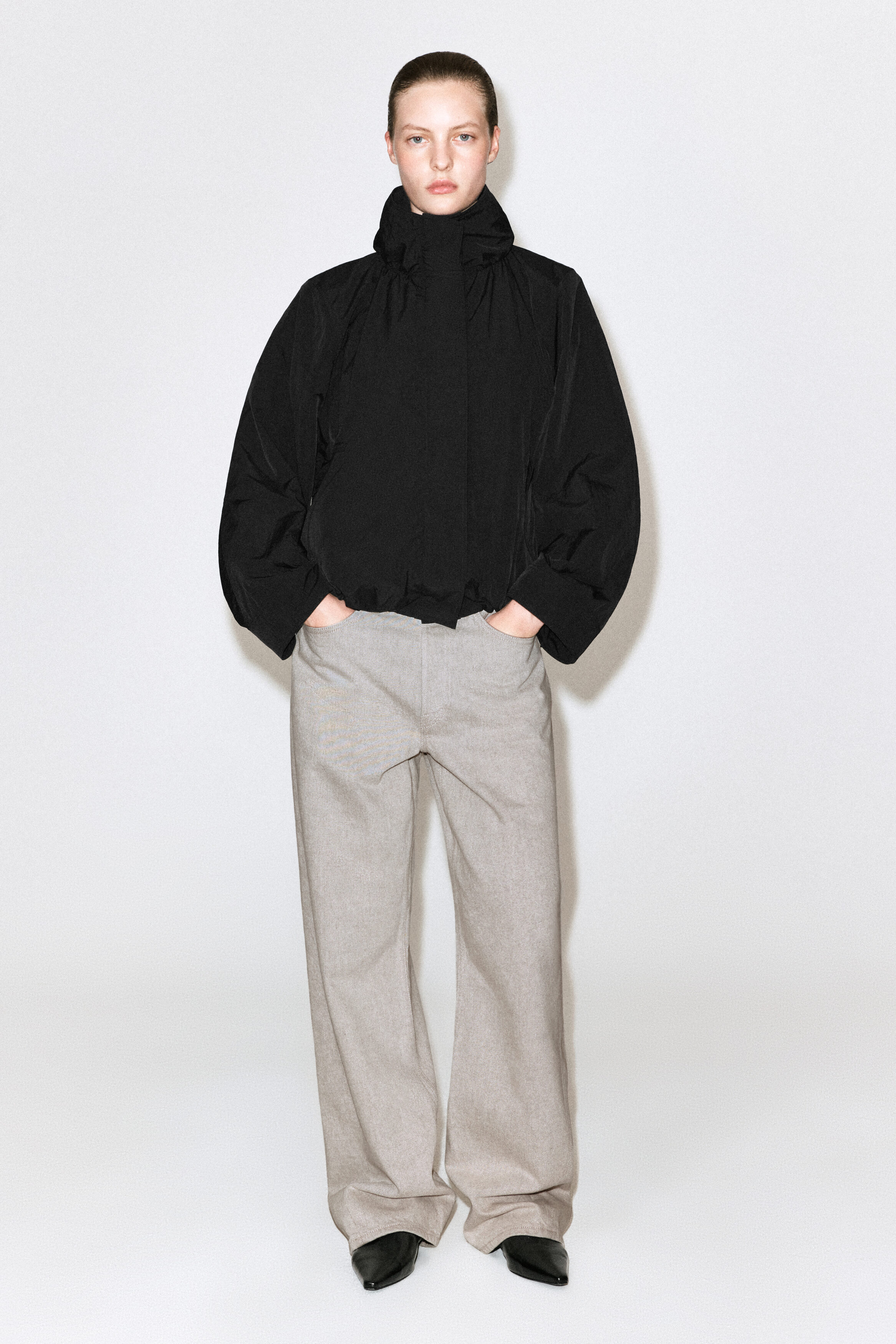 NYLON mock-NECK JACKET - BLACK | COS US