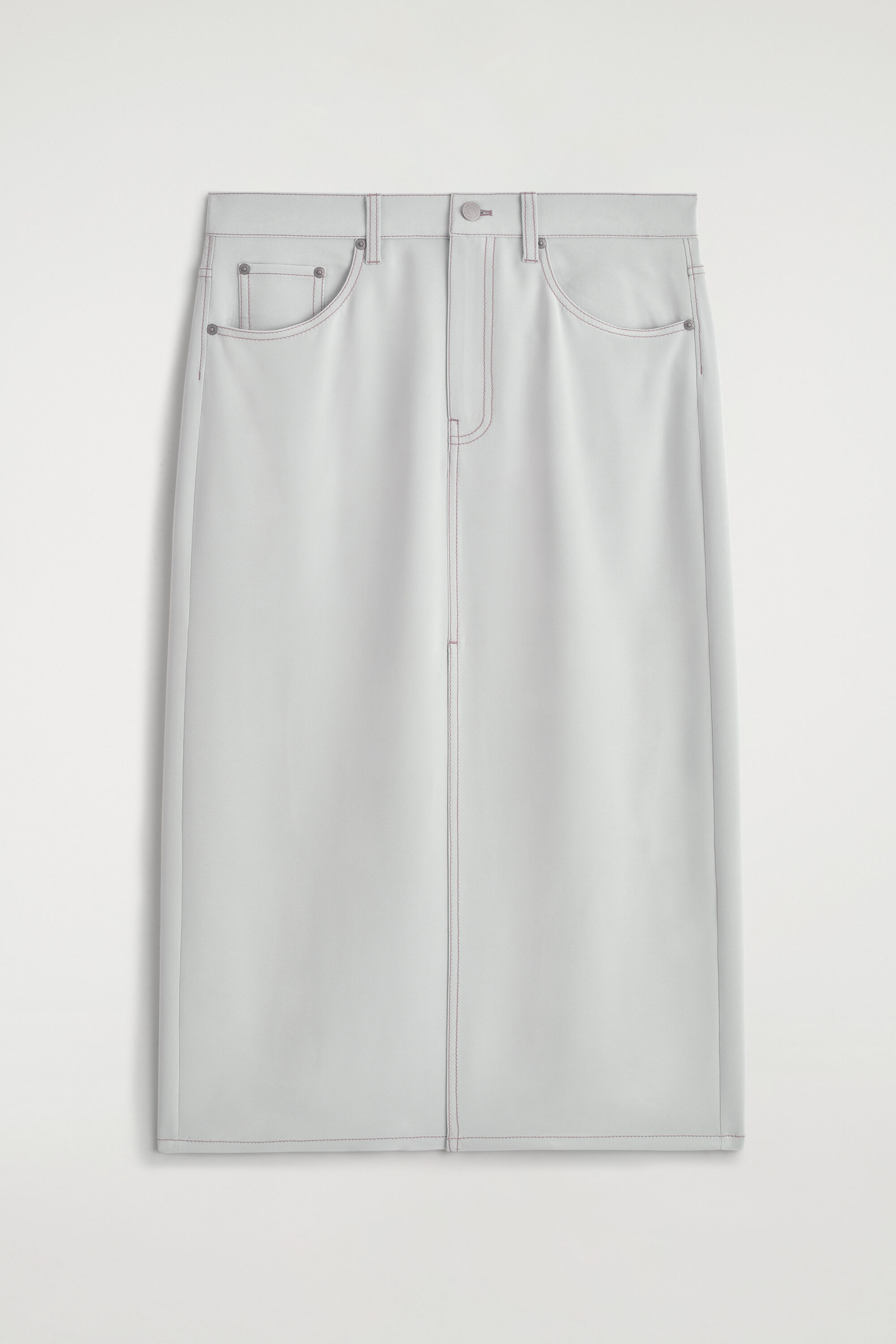 DENIM-EFFECT SILK MIDI SKIRT - thumbnail 5