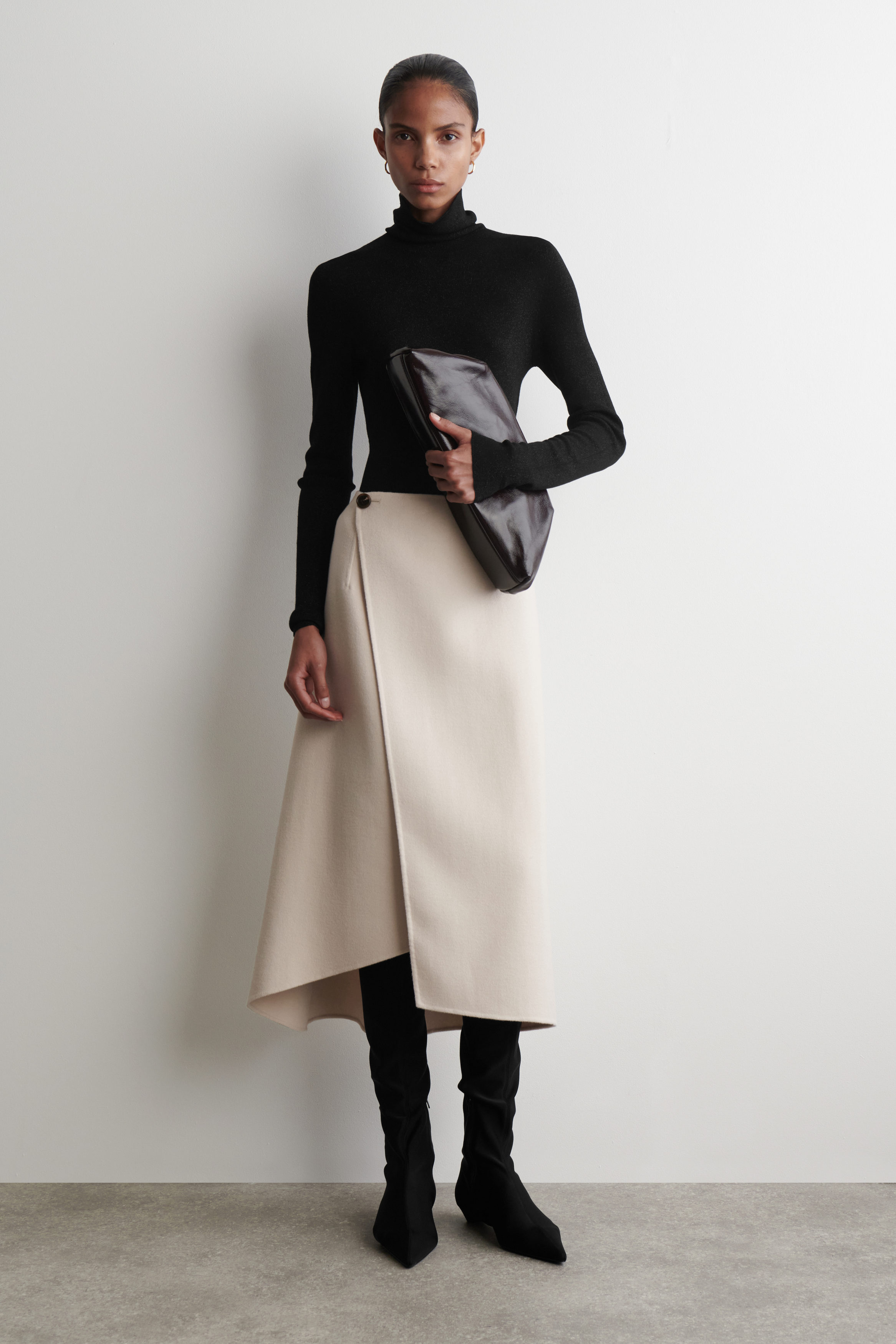 DOUBLE-FACED WOOL WRAP SKIRT - CREAM | COS NL
