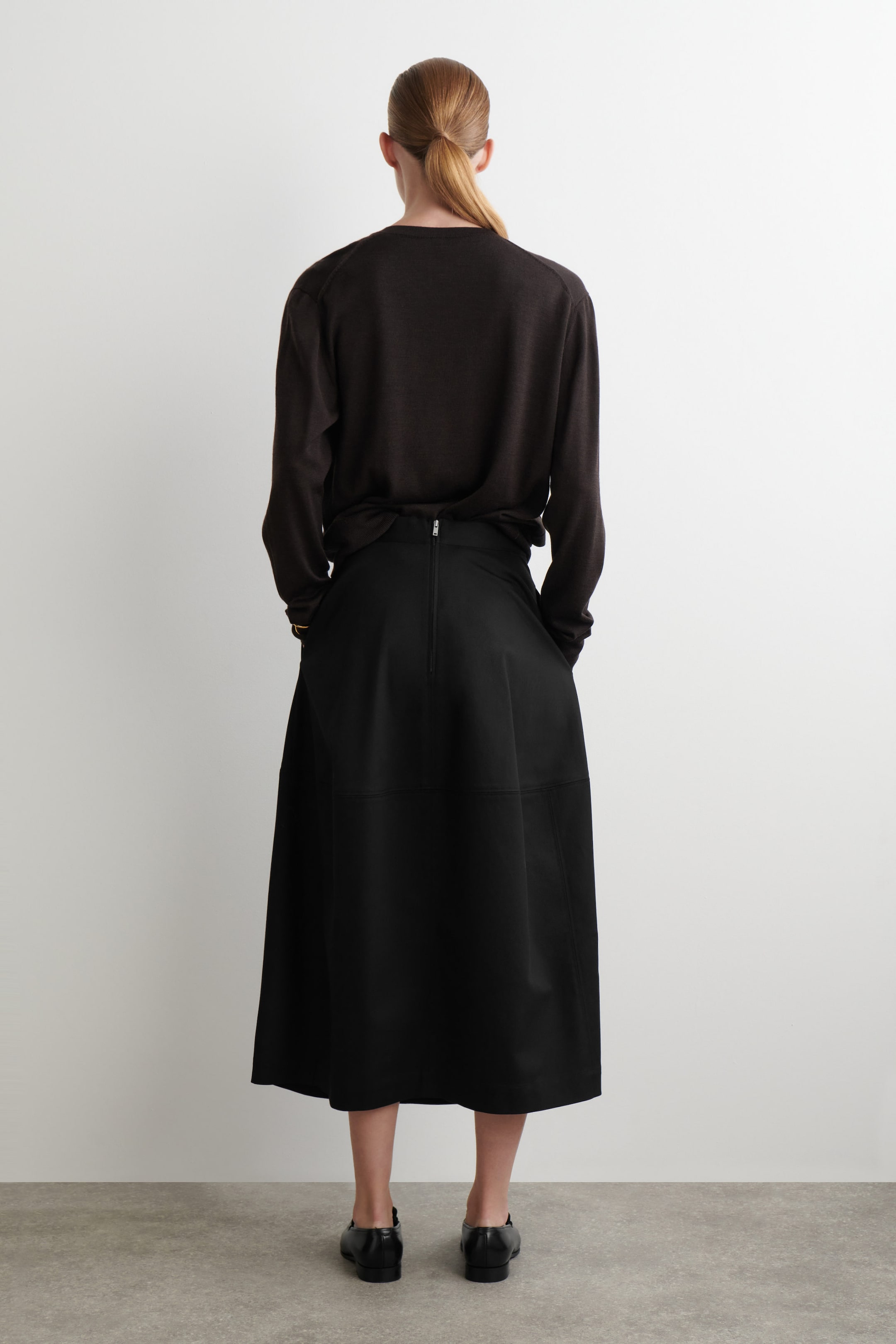 VOLUMINOUS COTTON MIDI SKIRT