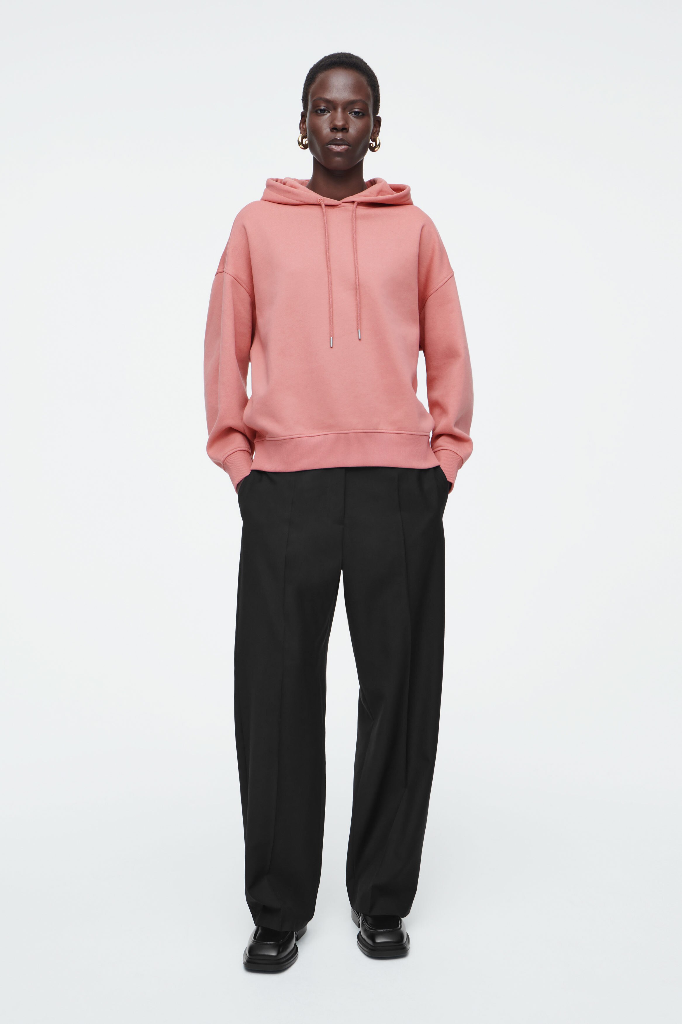 COTTON-JERSEY HOODIE - DUSTY PINK | COS