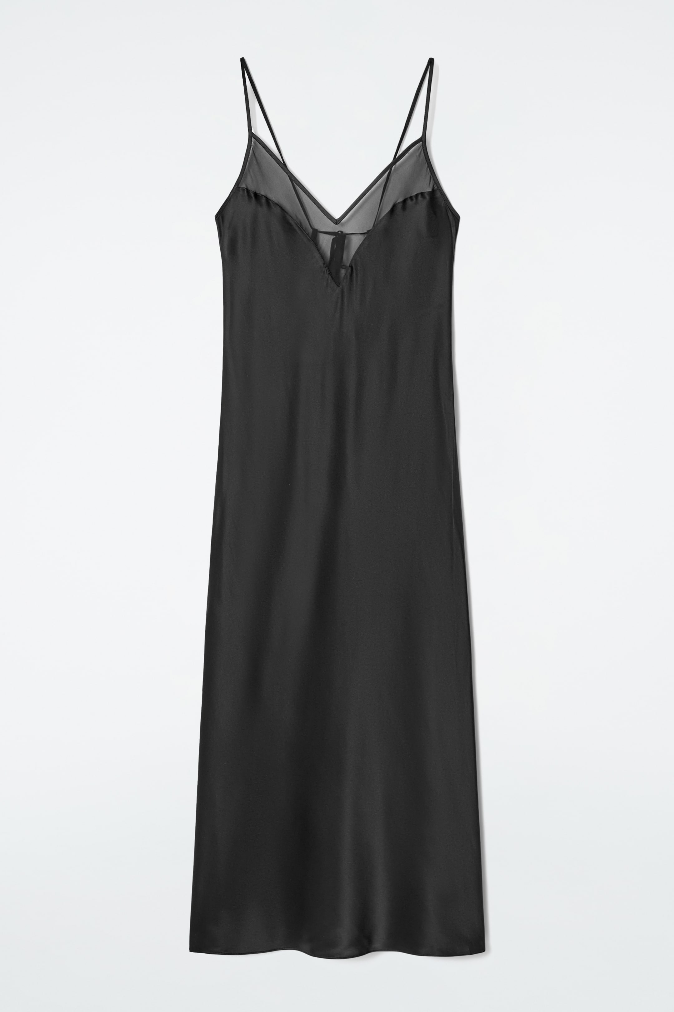 View larger image: SHEER-PANEL SILK SLIP DRESS - BLACK - Ladies | H&M GB 3