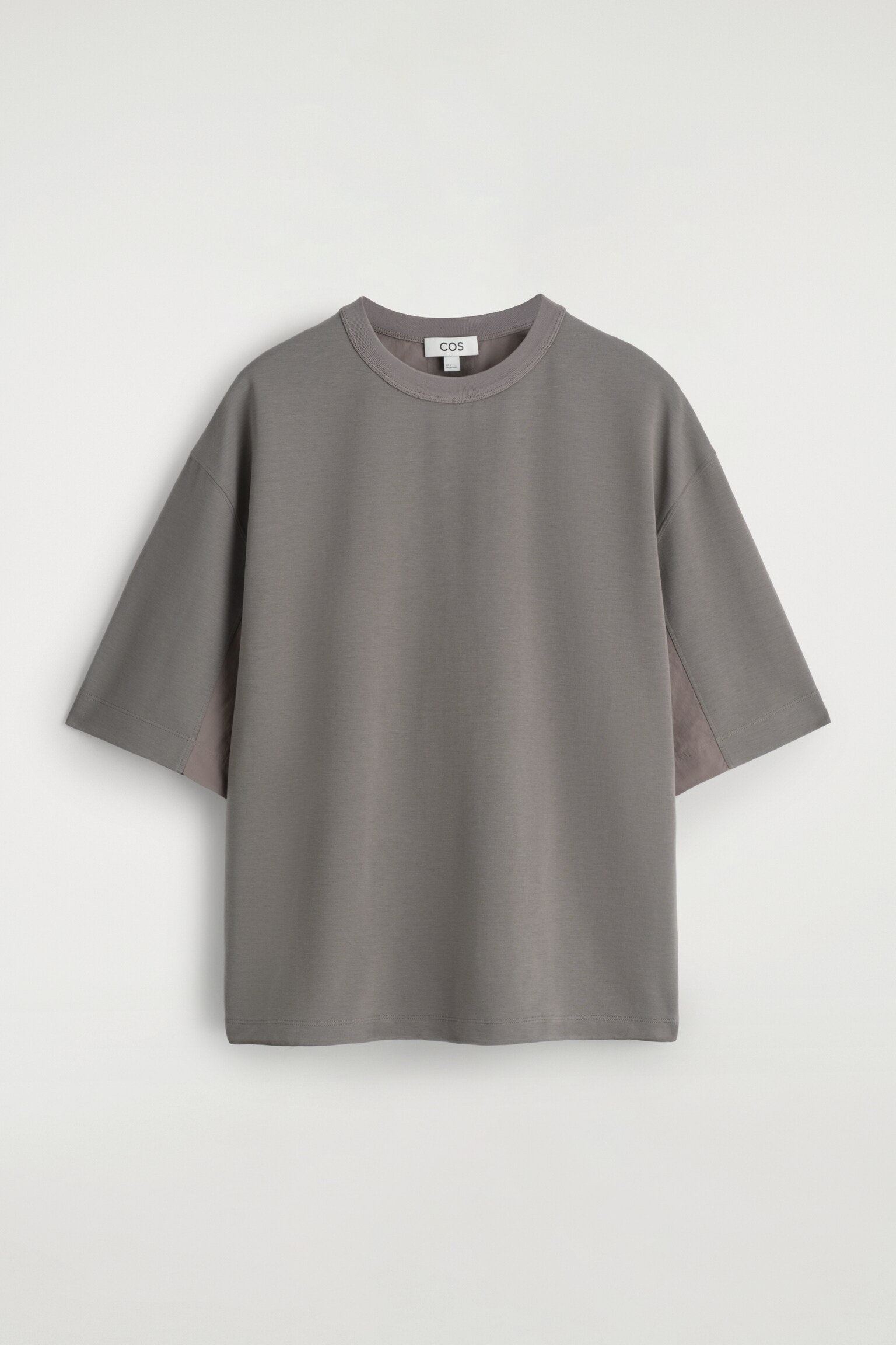 T-SHIRT OVERSIZE À PANNEAUX EN NYLON - TAUPE - 2