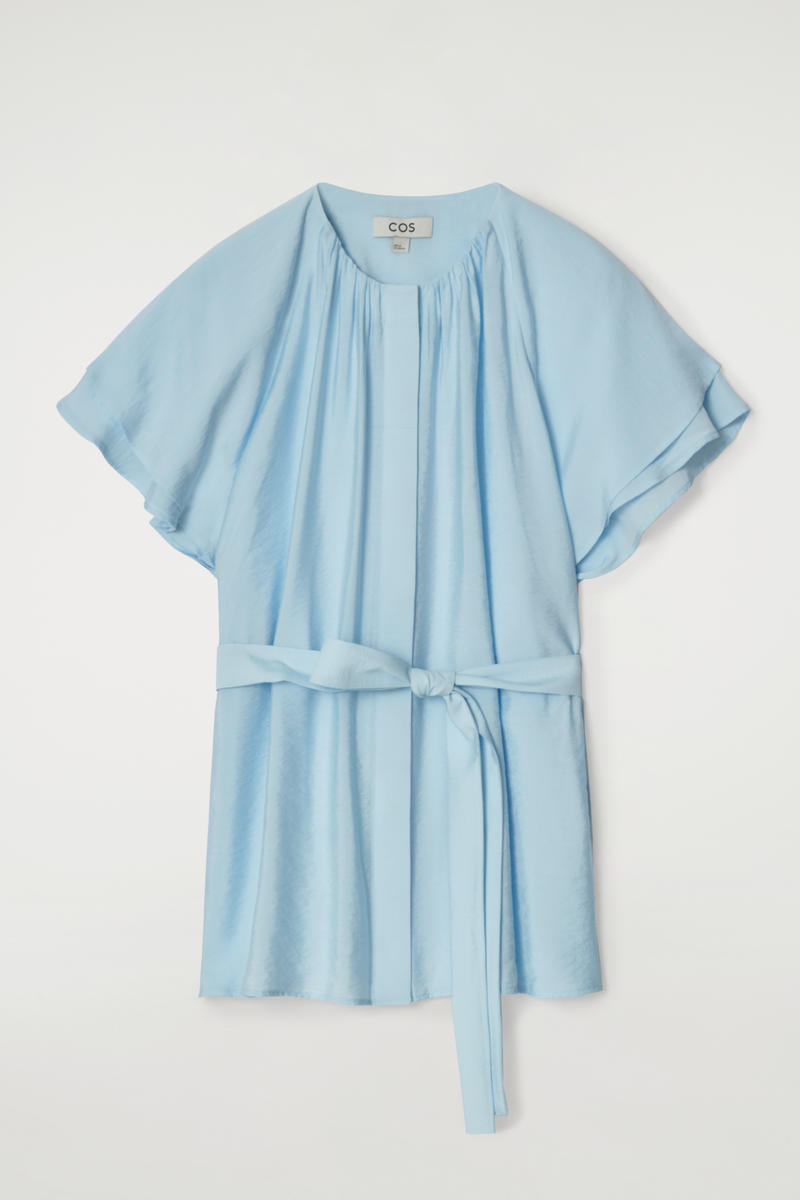 COS Layered Belted Blouse In Light Blue Women's Size 44