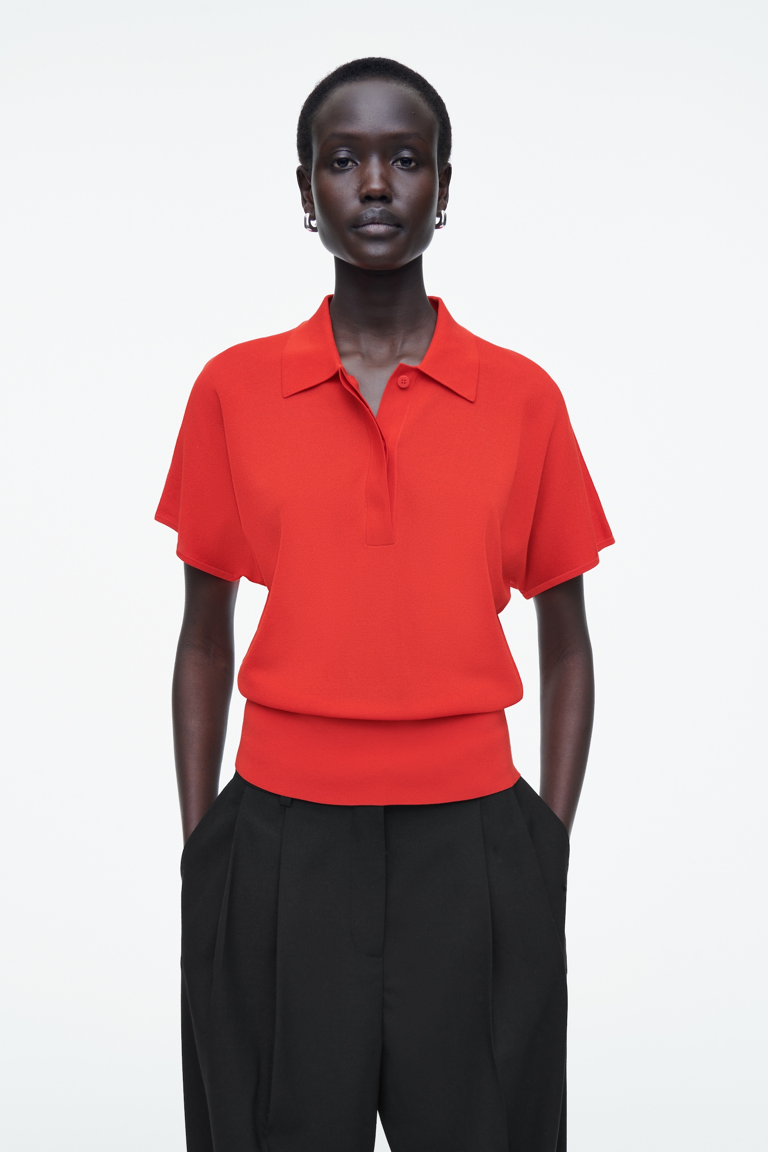 POLO EN MAILLE - ROUGE/MARINE FONCÉ - 1