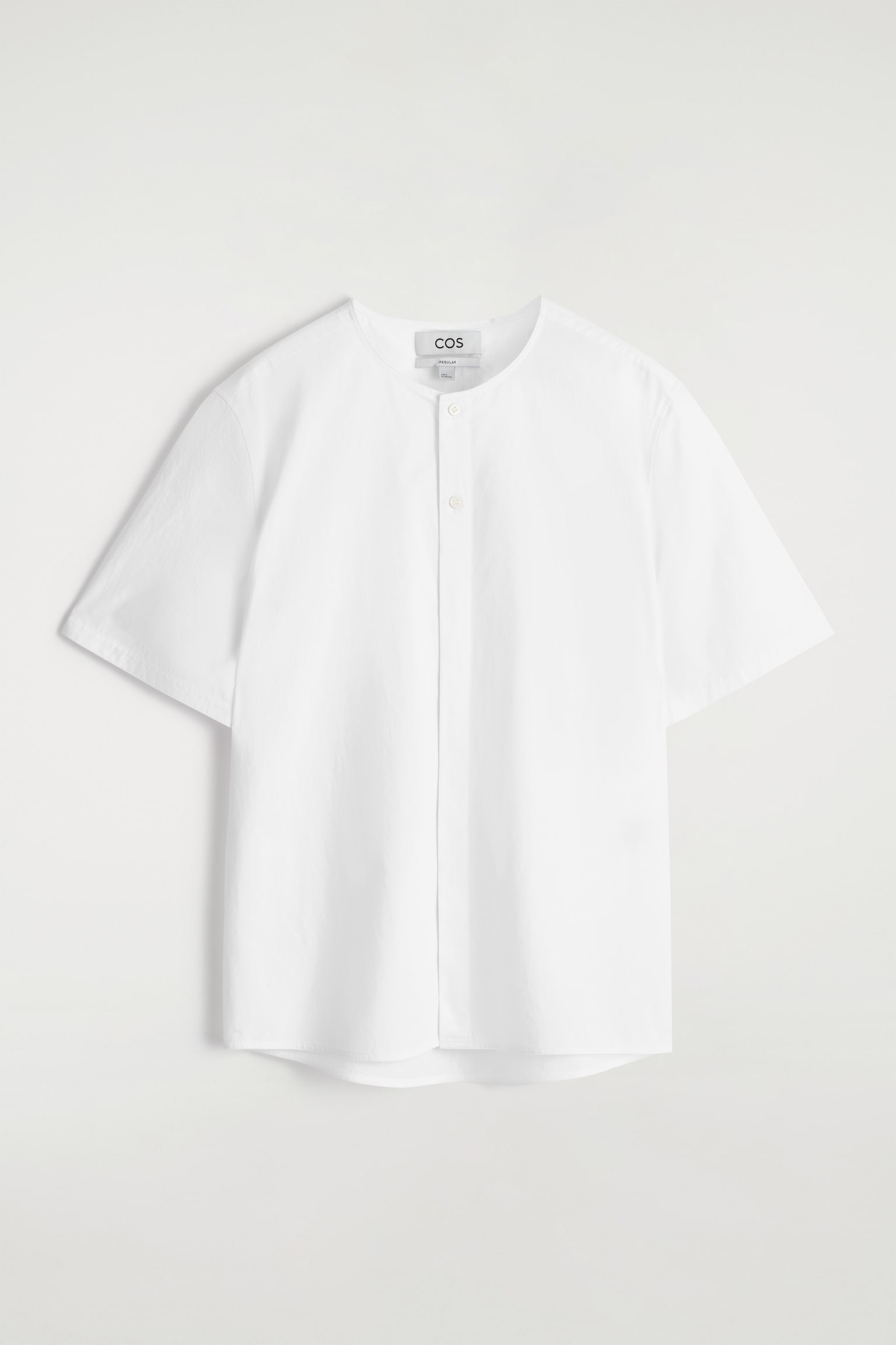 COLLARLESS PIMA COTTON SHIRT - WHITE/NAVY - 2