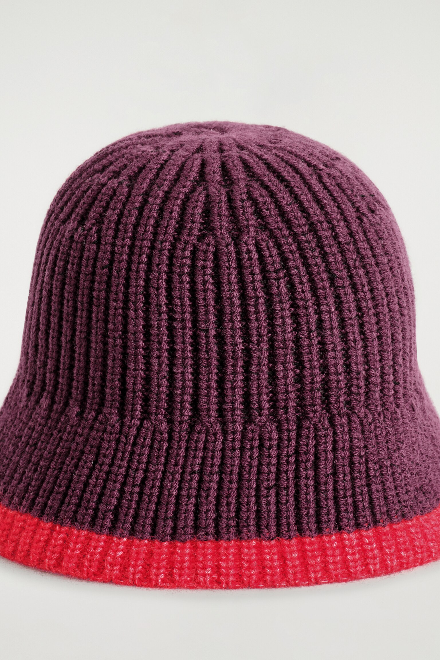 CONTRAST-TIPPED WOOL-MOHAIR BUCKET HAT - BURGUNDY / RED/GREY / CREAM - 4