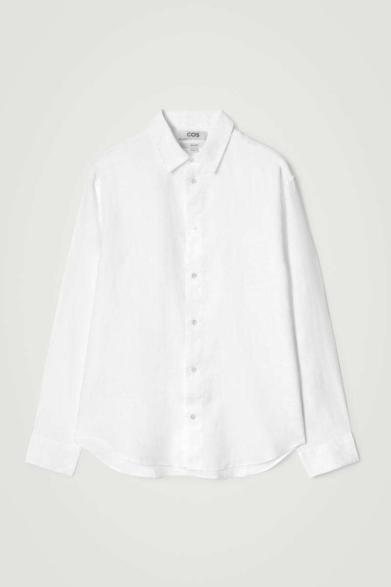 COS Camicia In Lino Dal Taglio Rilassato Bianco Uomo Extra Grande