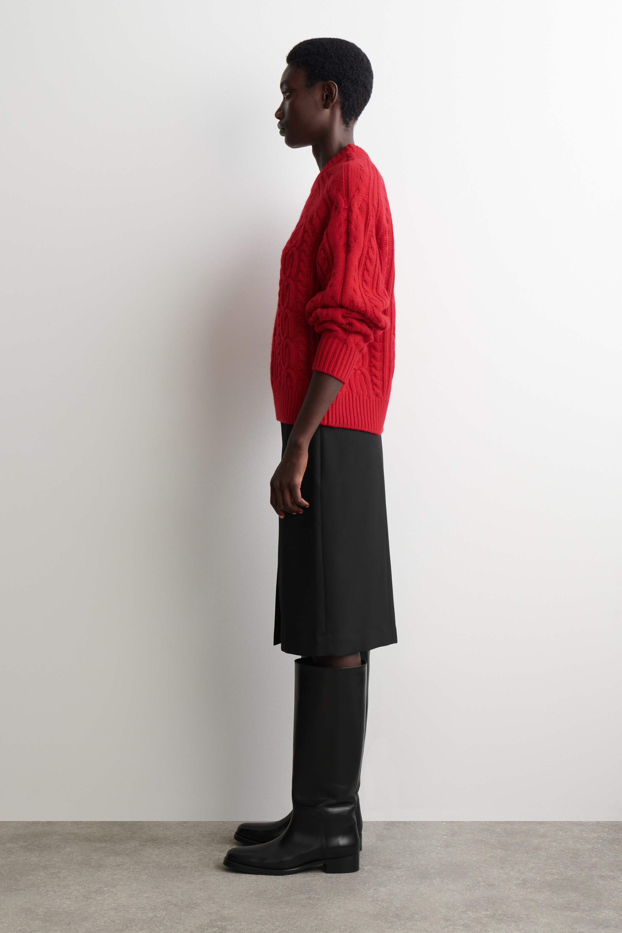 Ver imagen más grande: JERSEY DE PUNTO TRENZADO DE LANA Y CASHMERE - ROJO - MUJER | H&M ES 4