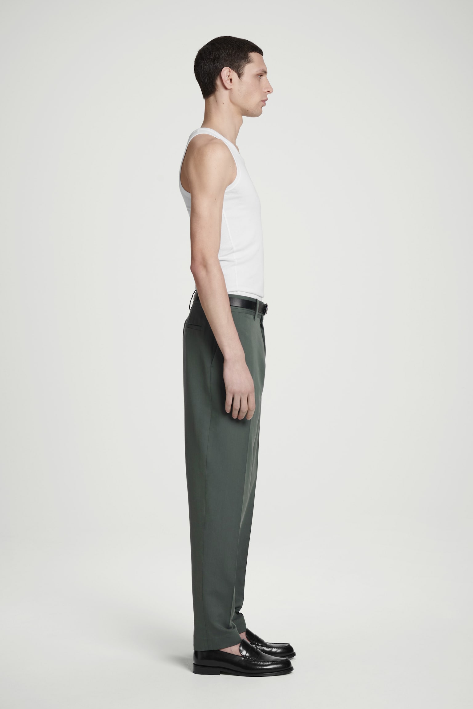 TAILORED STRAIGHT-LEG TROUSERS - DARK GREEN/NAVY - 5