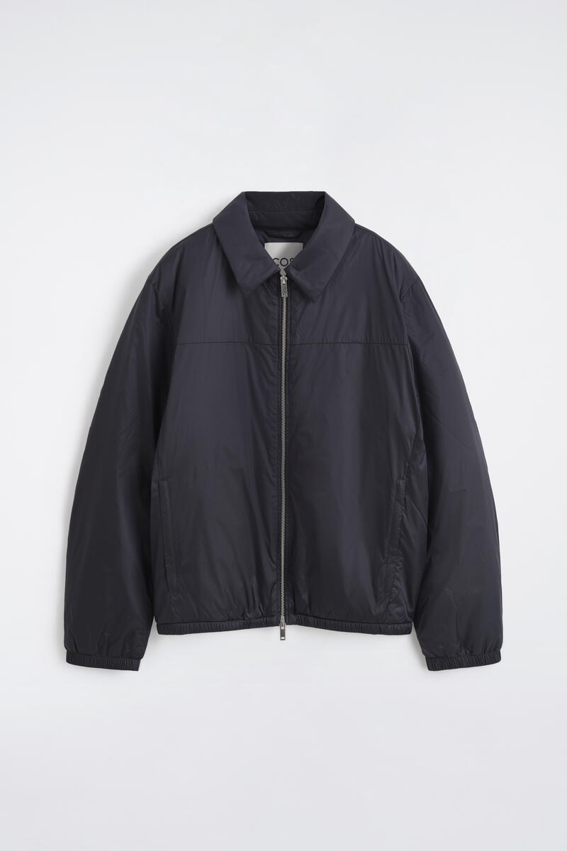Padded Nylon Zip-Up Bomber Jacket