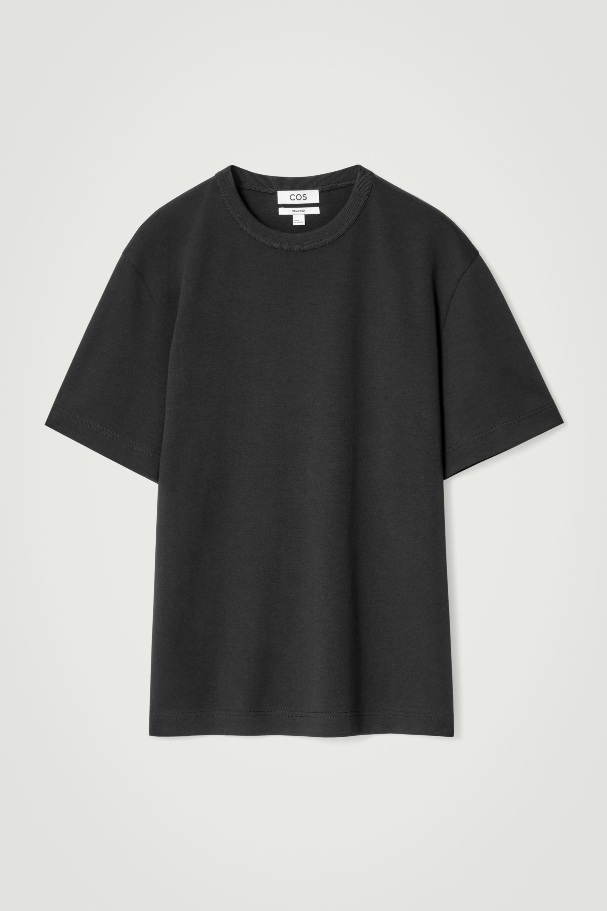 INTERLOCK COTTON CREW-NECK T-SHIRT - BLACK | COS