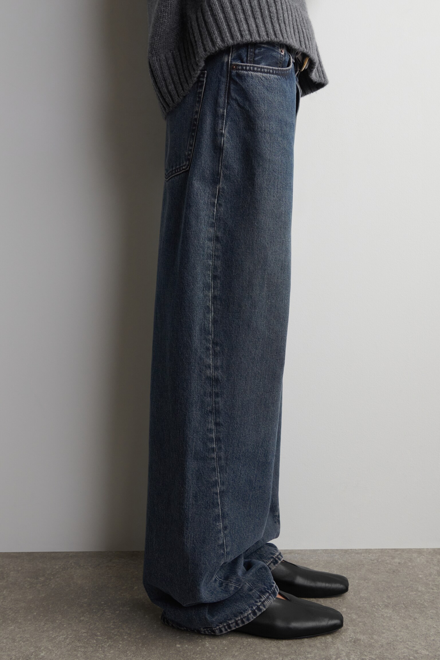 ג'ינס פאקד סטרייט-לג - כחול אפרפר - 3