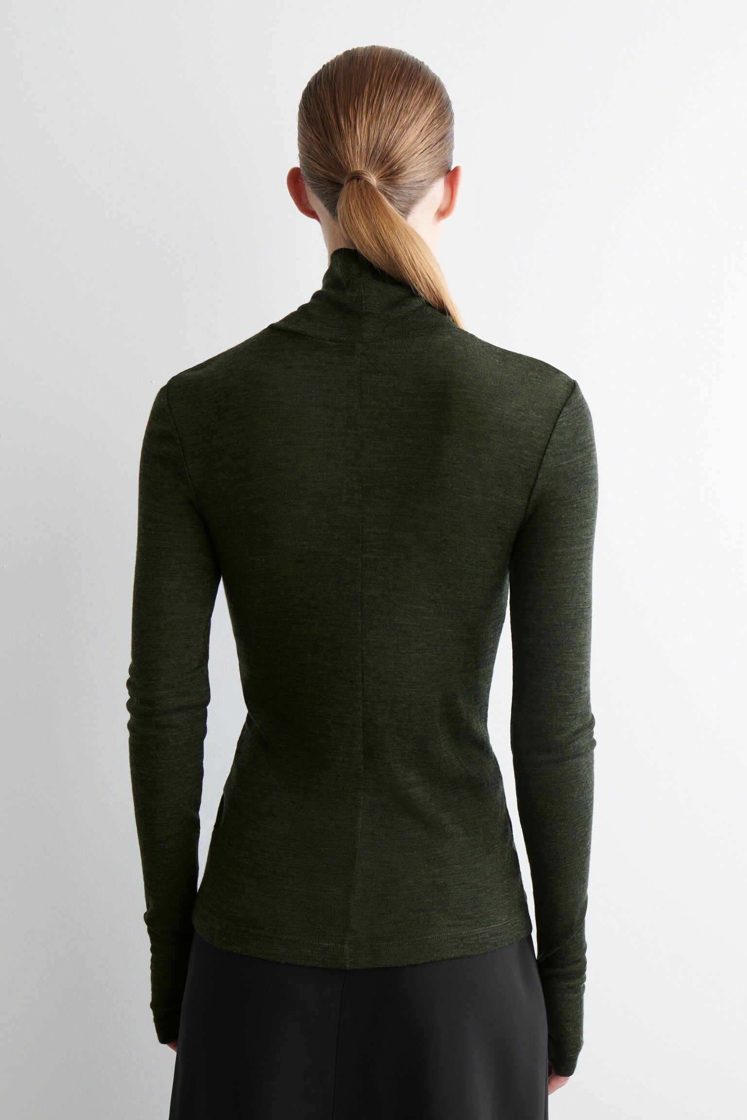 OBERTEIL AUS MERINOWOLLE MIT HOHEM KRAGEN - DUNKELGRÜN MELIERT/BRAUN/KARIERT/BURGUNDERROT MELIERT/DUNKELBRAUN/BEIGE/KARIERT/NAVY/HELLBEIGE MELIERT/BLAU/KARIERT/HELLBLAU - 5