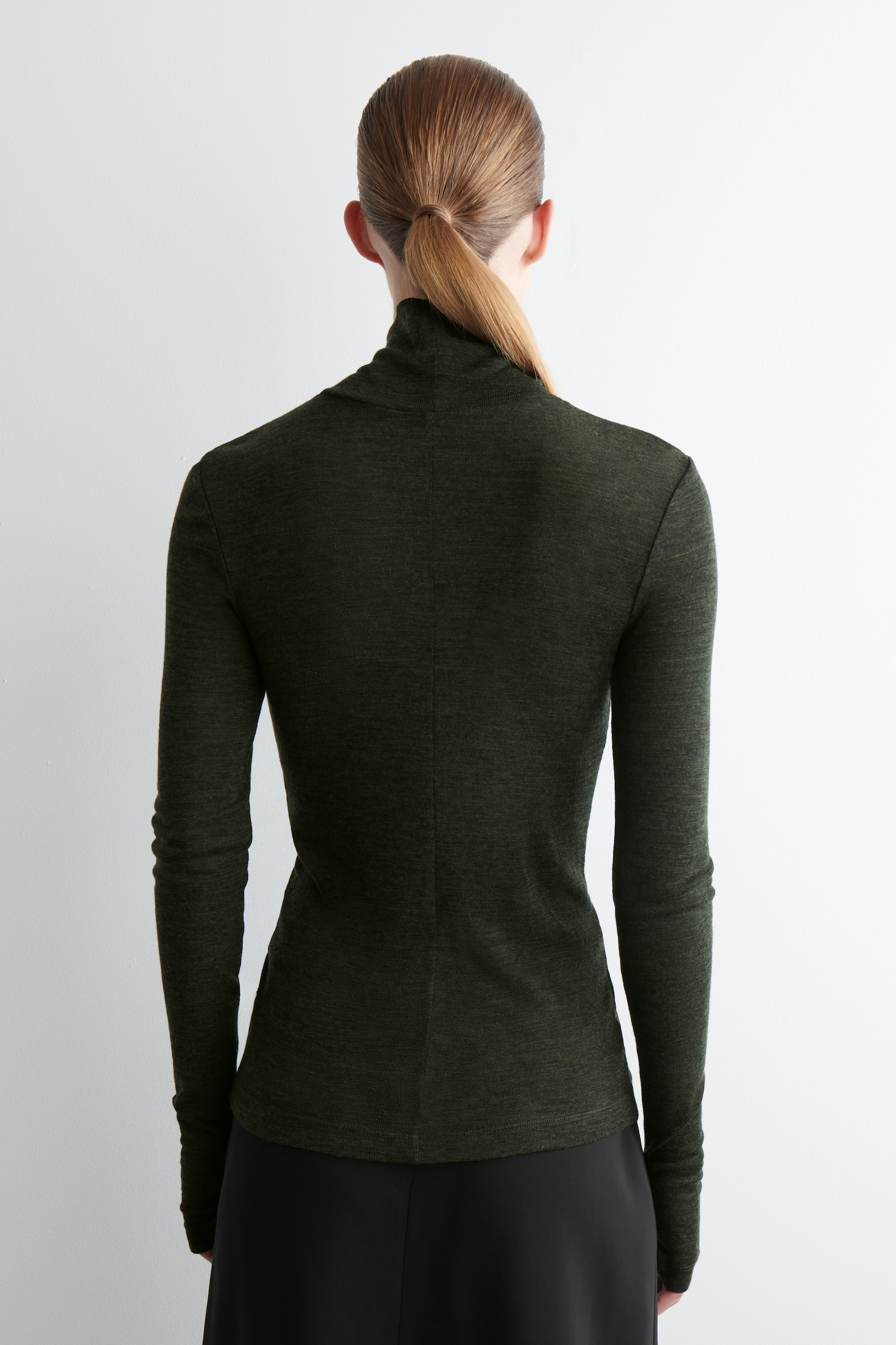 HAUT À COL MONTANT EN LAINE MÉRINOS - VERT FONCÉ CHINÉ/BRUN FONCÉ/BEIGE CLAIR CHINÉ/NAVY - 5