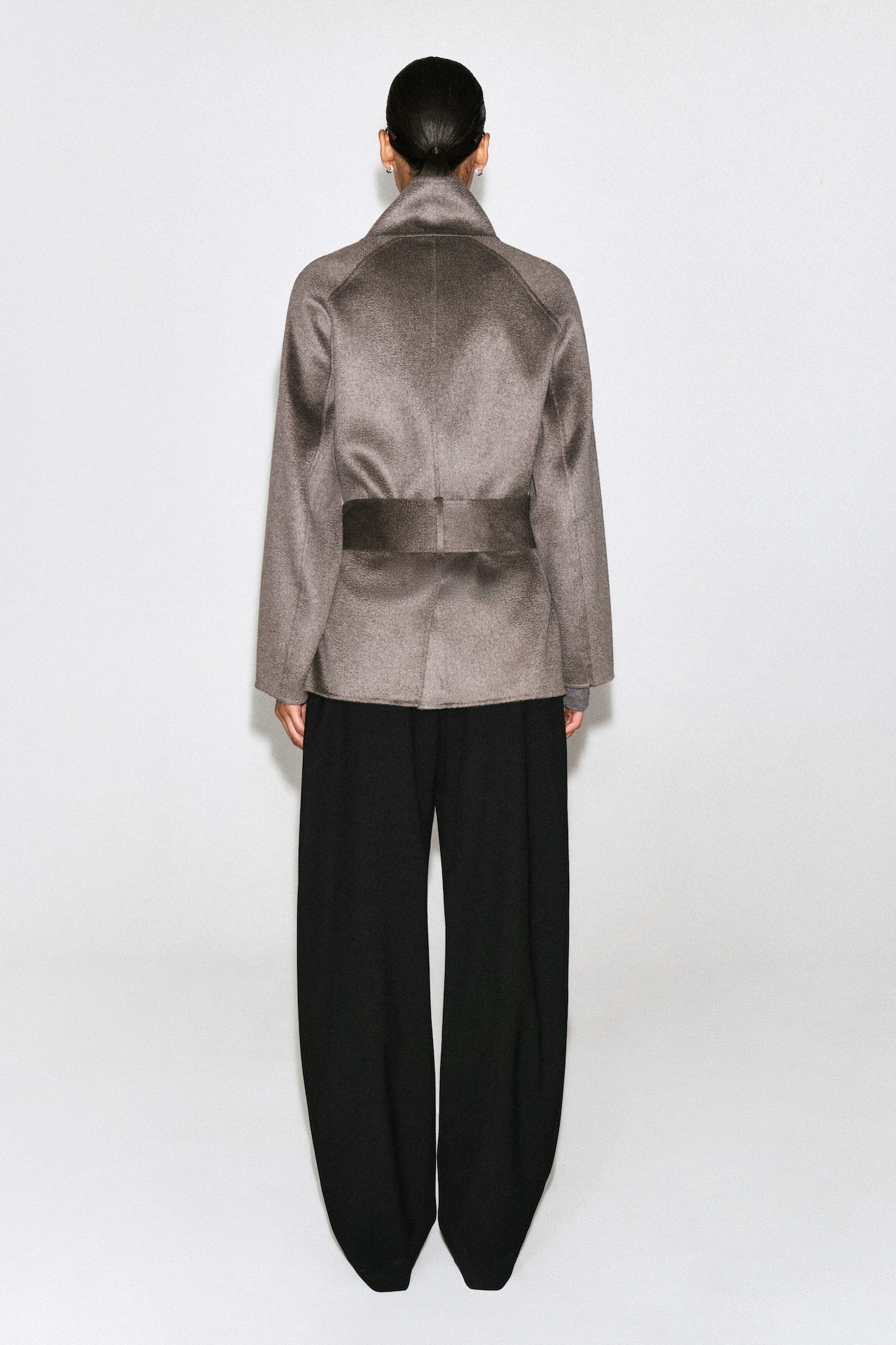 BELTED DOUBLE-FACED CASHMERE JACKET — STONE