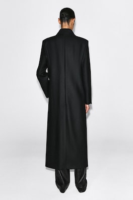 TAILORED WOOL-BLEND DOUBLE-BREASTED COAT — BLACK 5