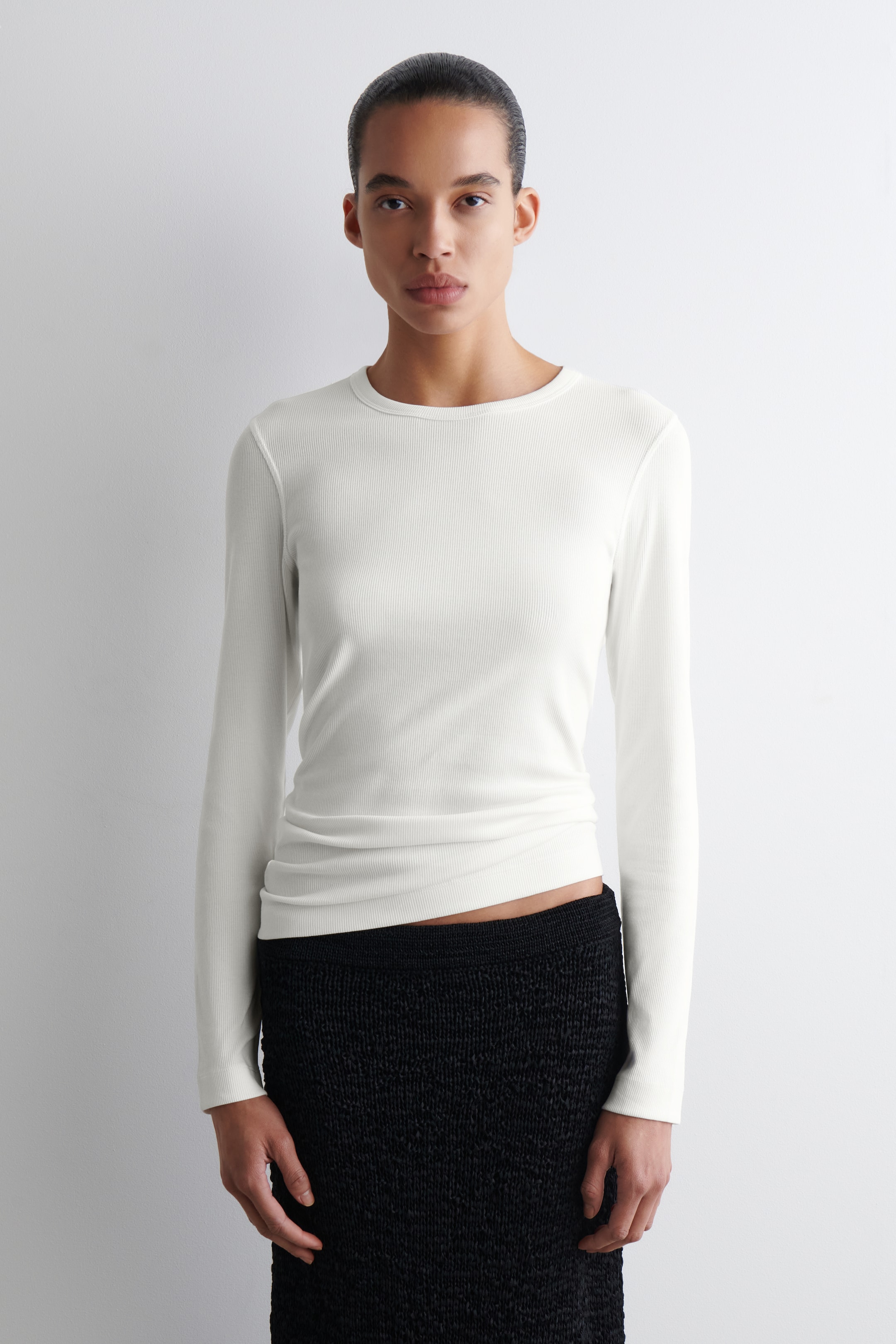 Agrandir l'image: TOP MANCHES LONGUES JERSEY CÔTELÉ - BLANC - FEMME | H&M FR 1