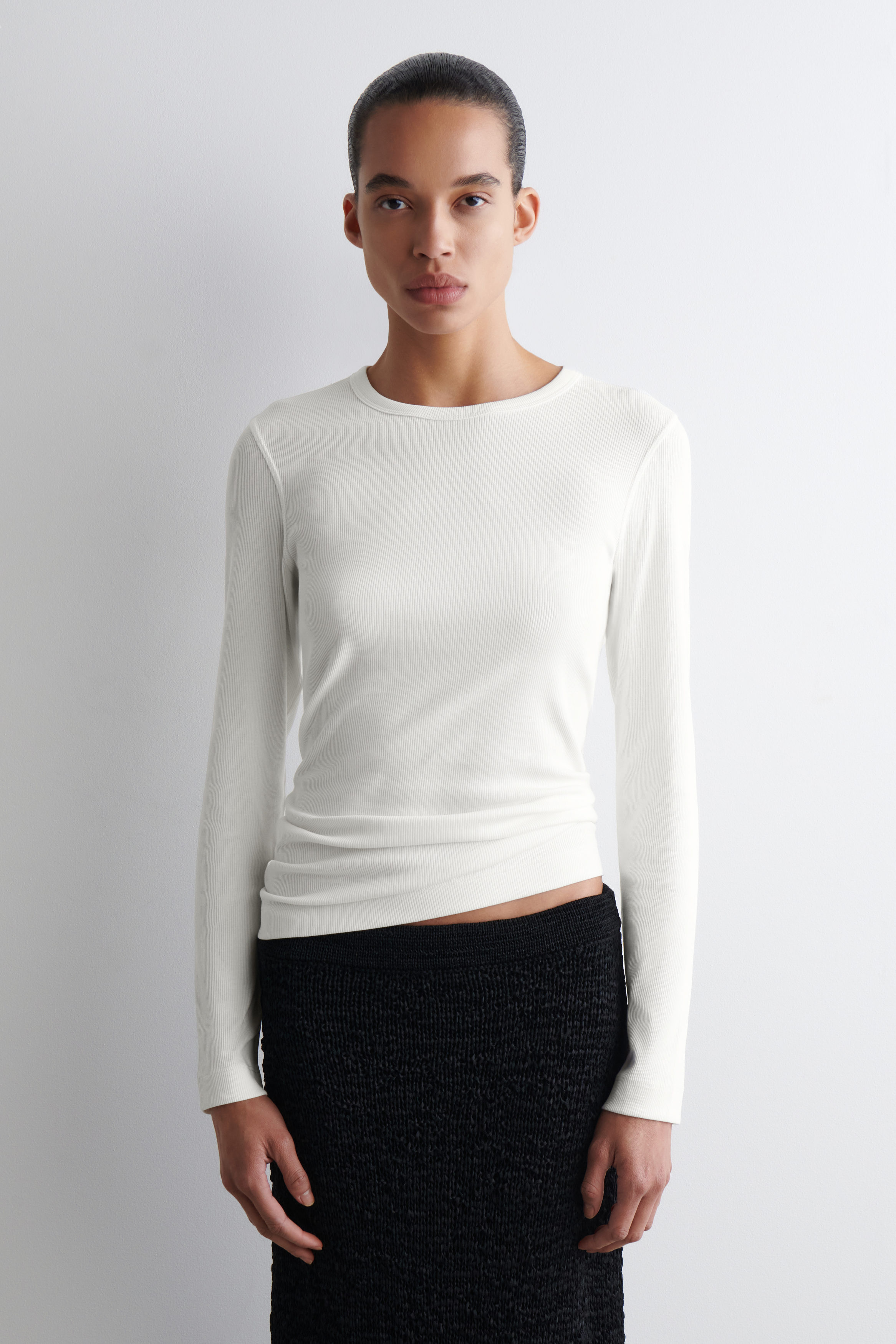 ババコ カットソー Fine Wool Ribbed Long Sleeve 53288_7005_100_004_B_X_B2BL.