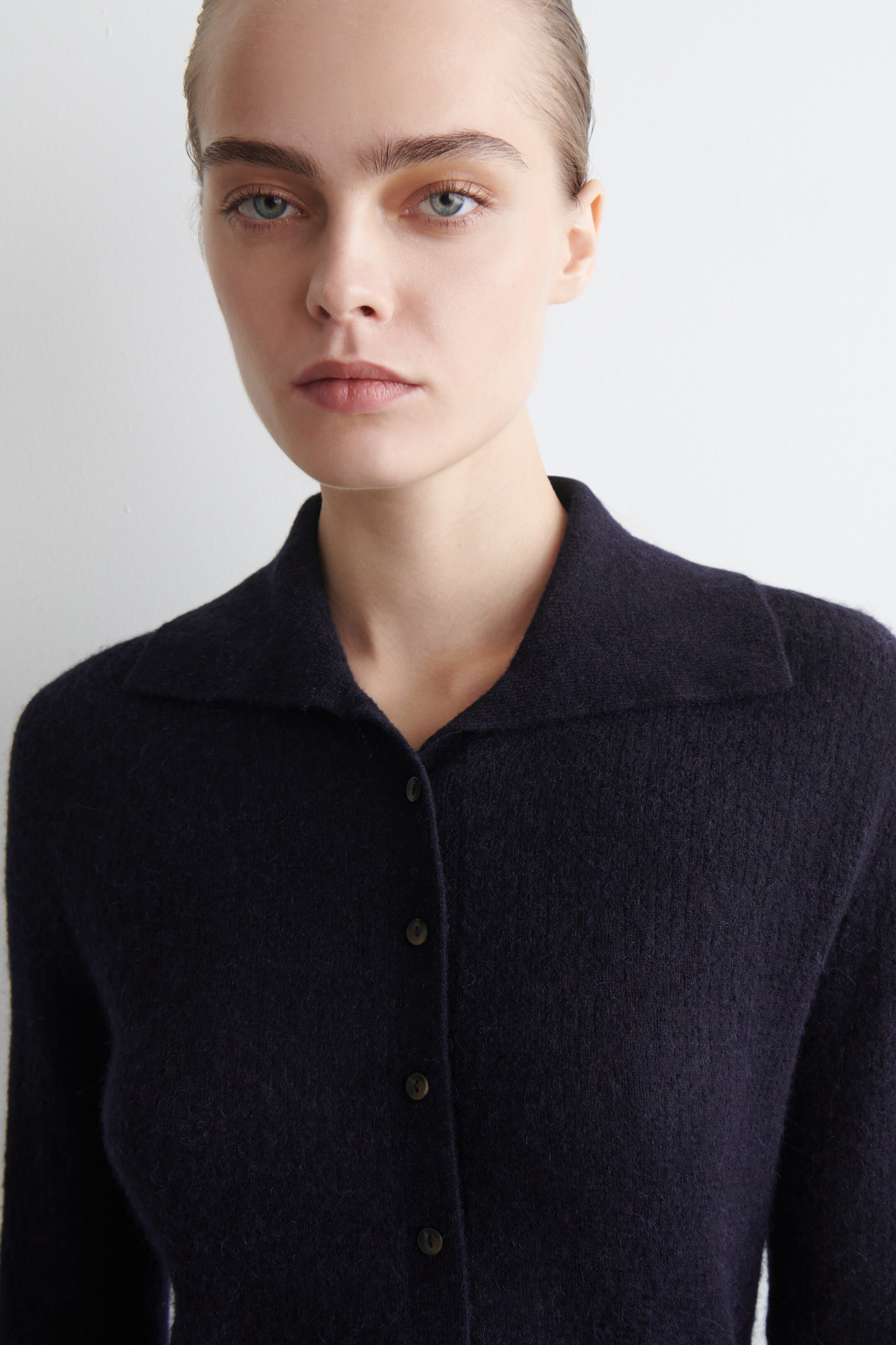 Grotere afbeelding bekijken: Alpaca merinowollen coltrui met knopen - NAVY MÉLANGE - DAMES | H&M BE 5