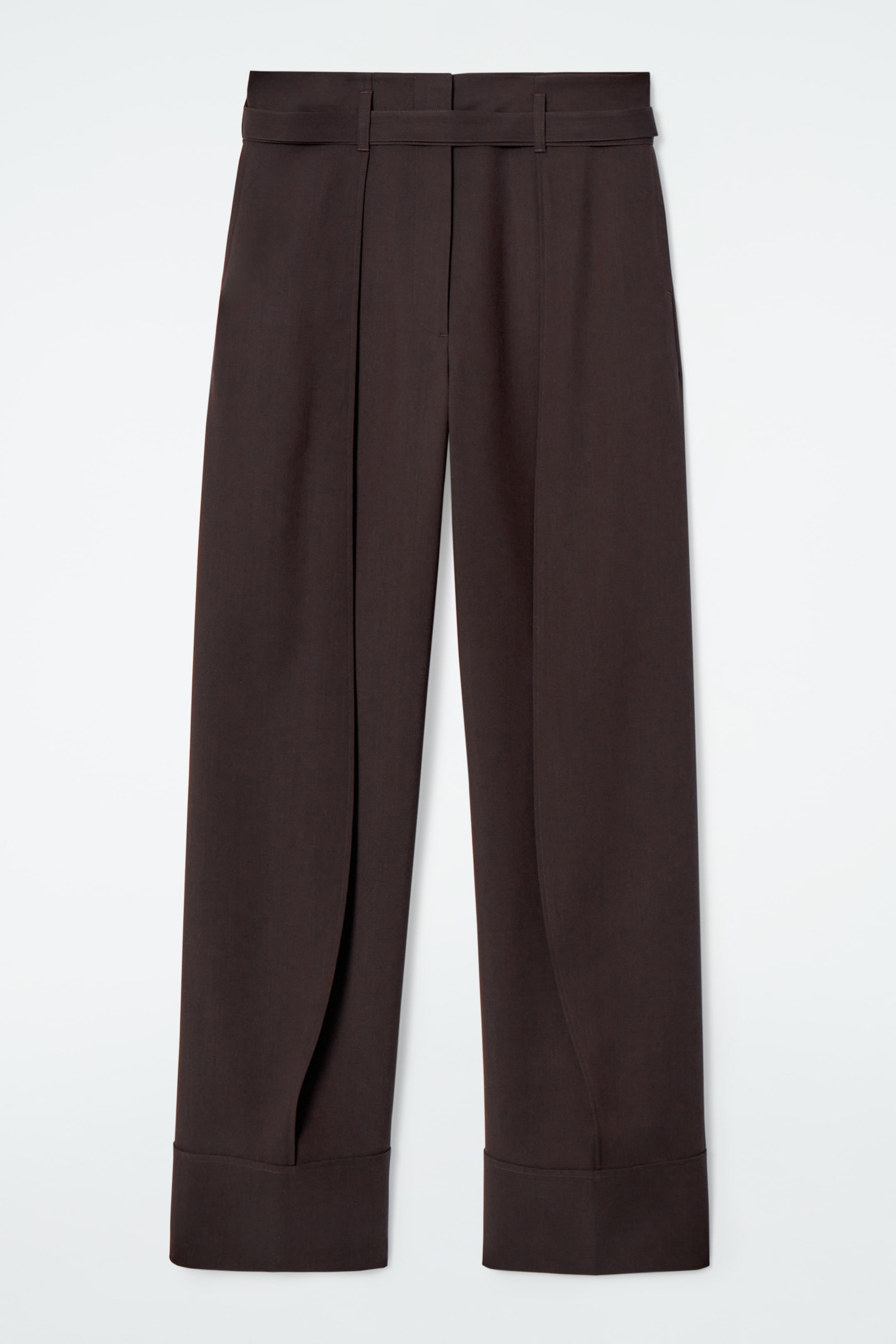 Agrandir l'image: PANTALON RETROUSSÉ LAINE MÉLANGÉE - BRUN FONCÉ - FEMME | H&M CH 6
