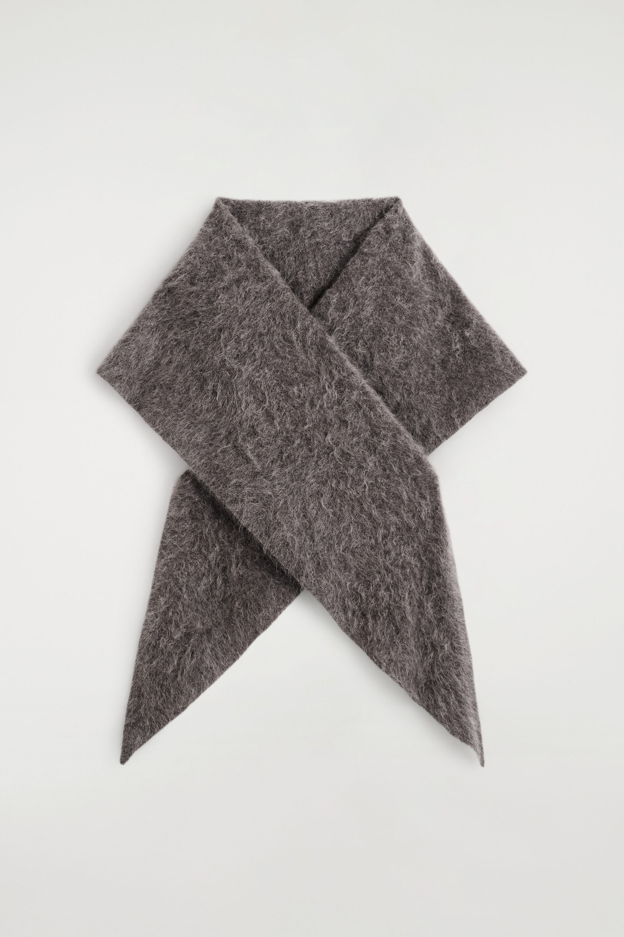 BRUSHED PURE CASHMERE TRIANGLE SCARF — BROWN MÉLANGE