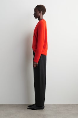 PURE CASHMERE CREW-NECK SWEATER — ORANGE 3