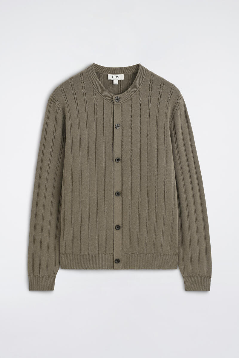 Ribbed Wool-Cotton Cardigan
