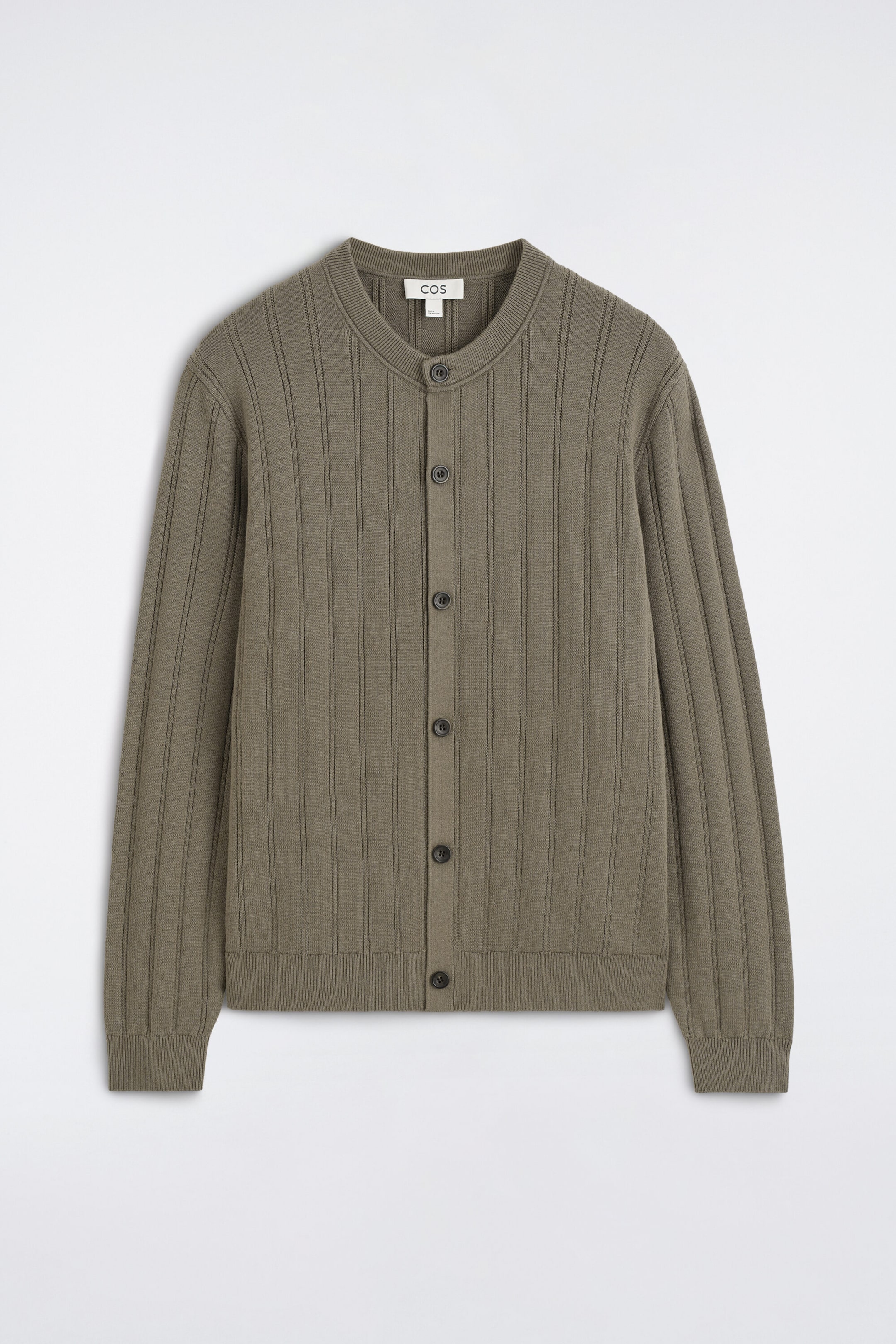 RIBBED WOOL-COTTON CARDIGAN