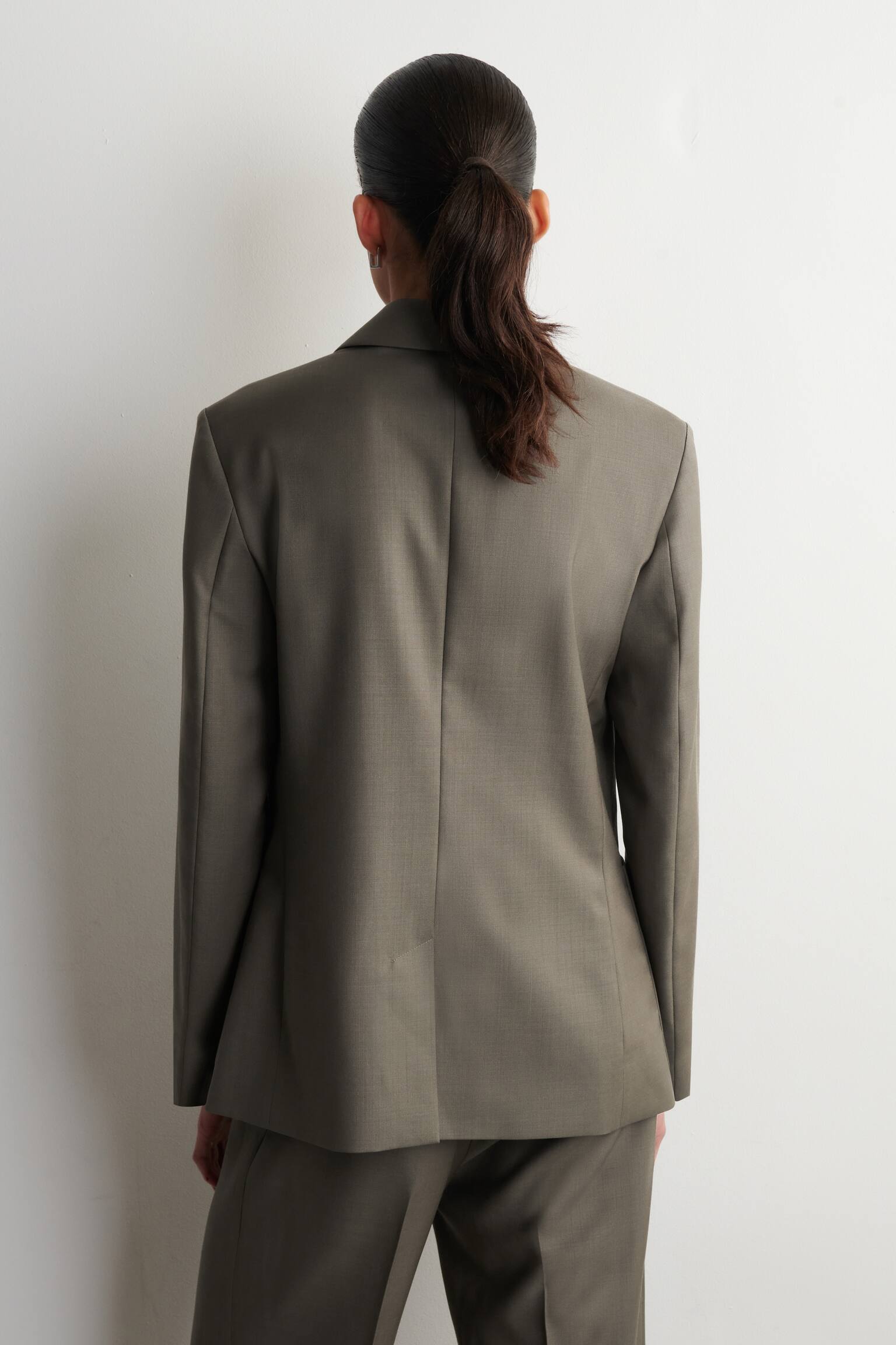 DOUBLE-BREASTED WOOL-TWILL BLAZER - TAUPE - 4