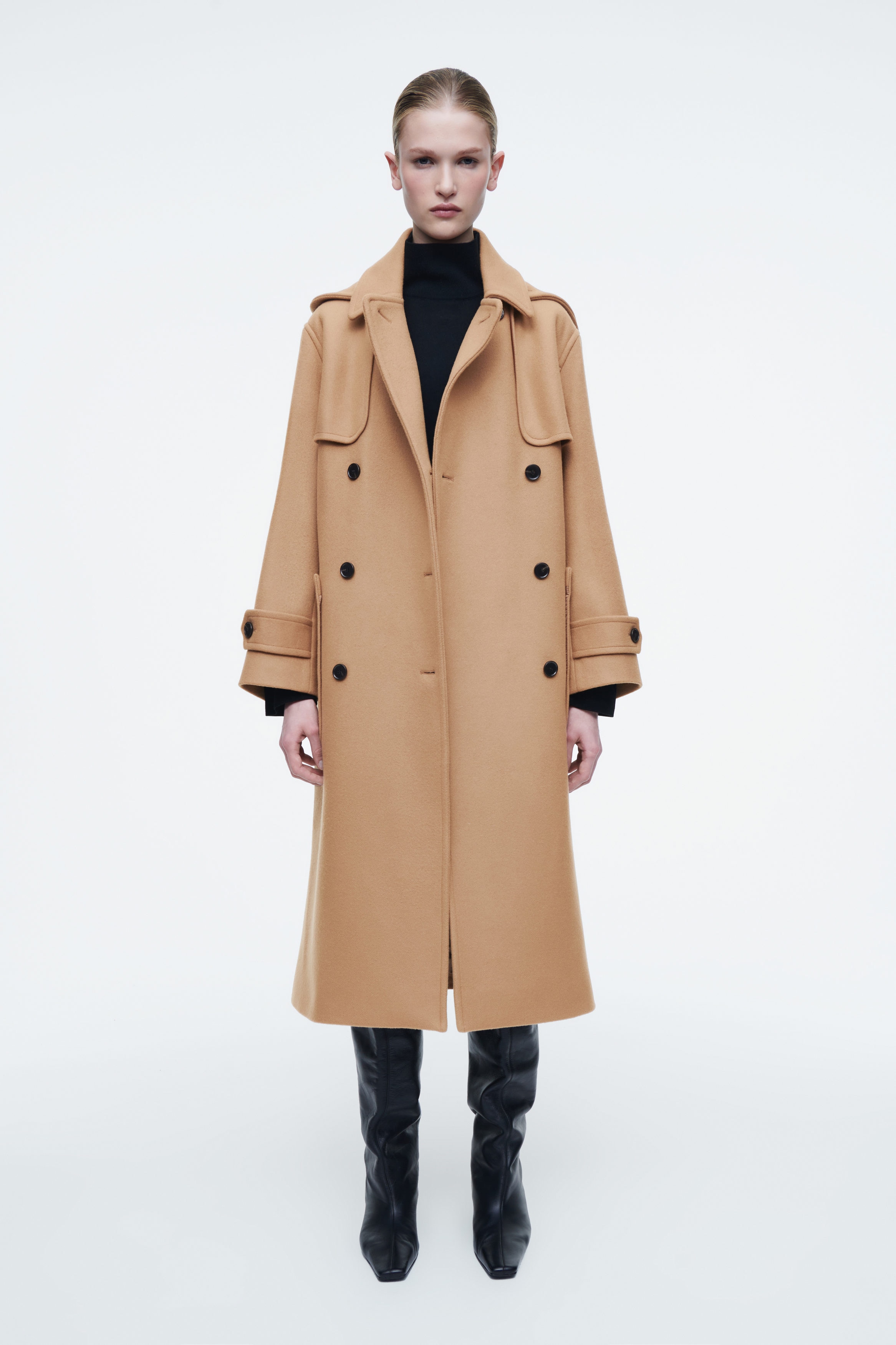 COS Hooded Wool Duffle Coat in CAMEL | endource