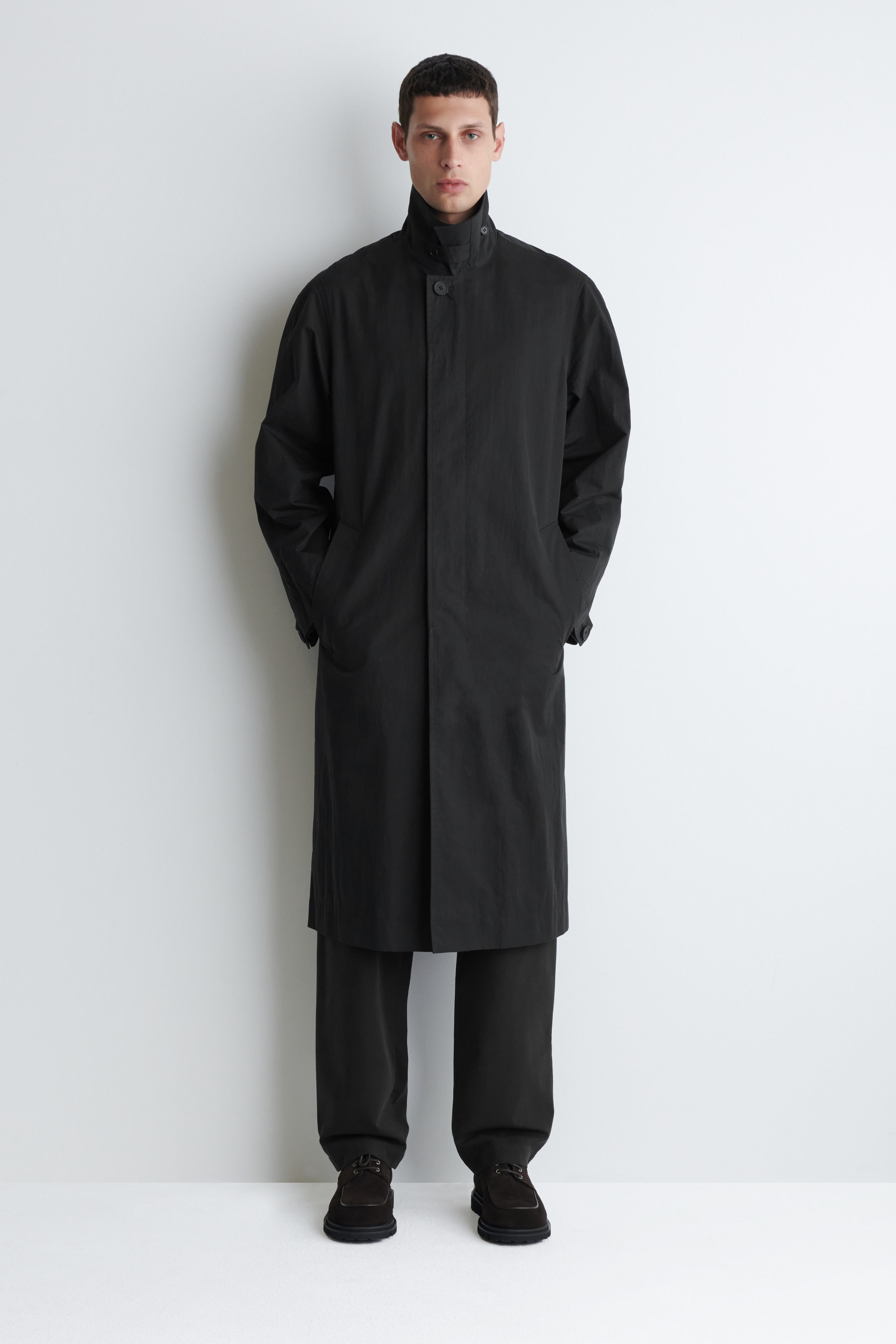 COTTON LONG TRENCH COAT - BLACK | COS US