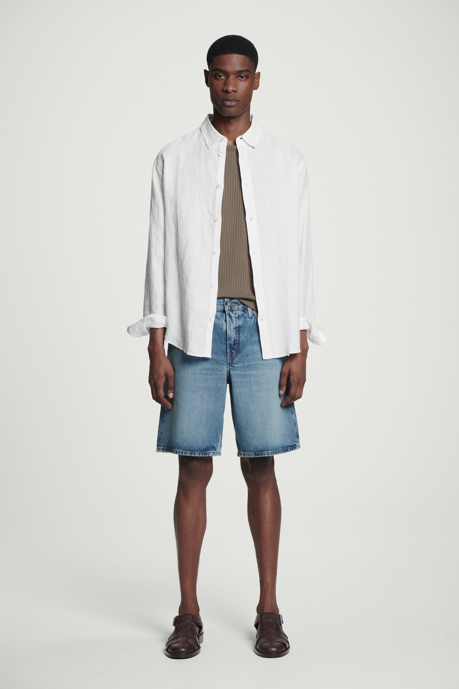 JEANSSHORTS - Blau/ECRU