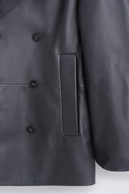 TAILORED PADDED LEATHER COAT — ANTHRACITE 7