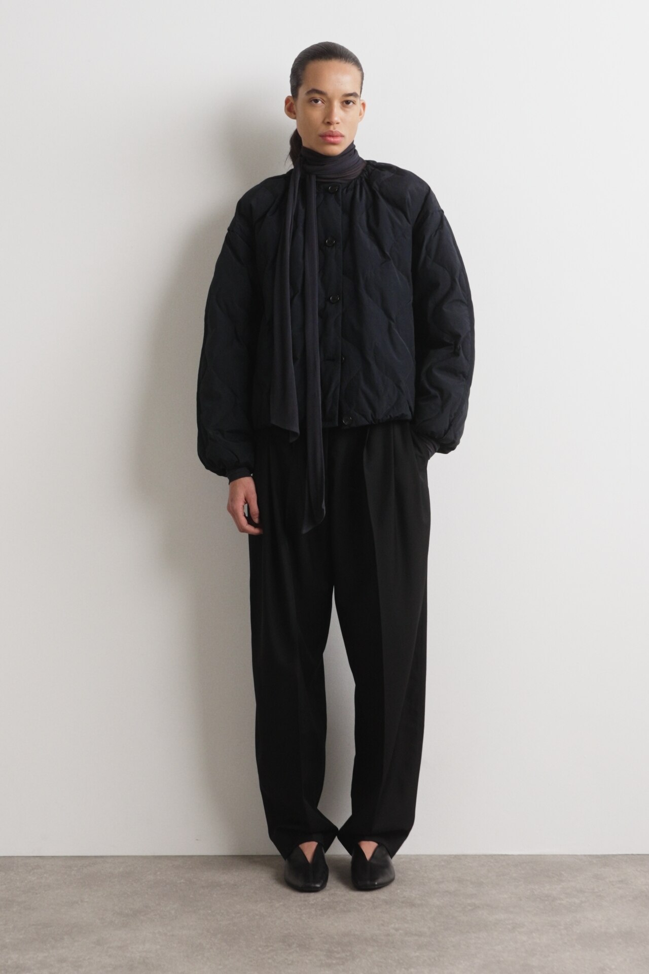 GATHERED QUILTED DOWN JACKET - NAVY | COS US