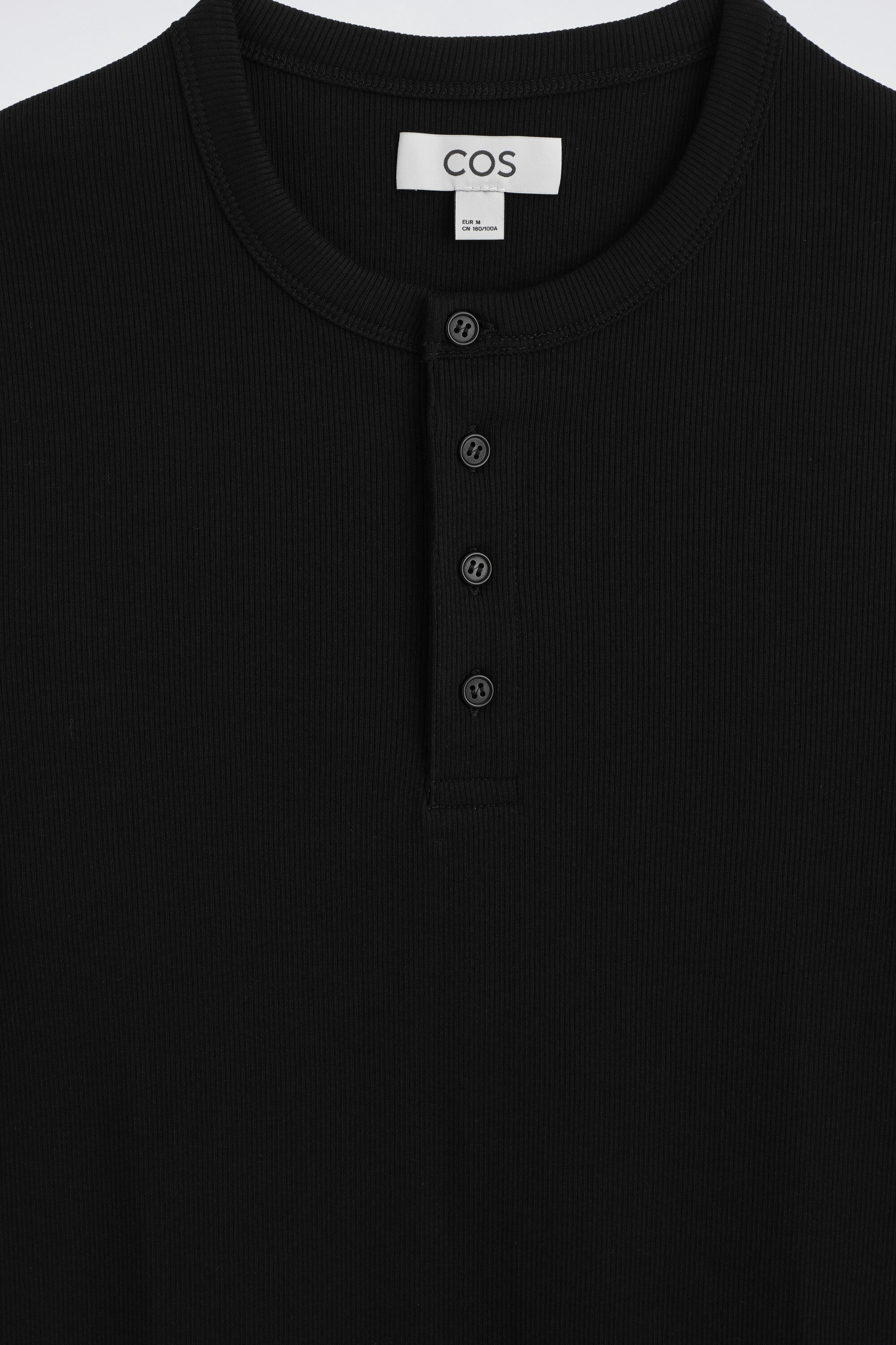 SLIM-FIT RIBBED HENLEY T-SHIRT - BLACK | COS US