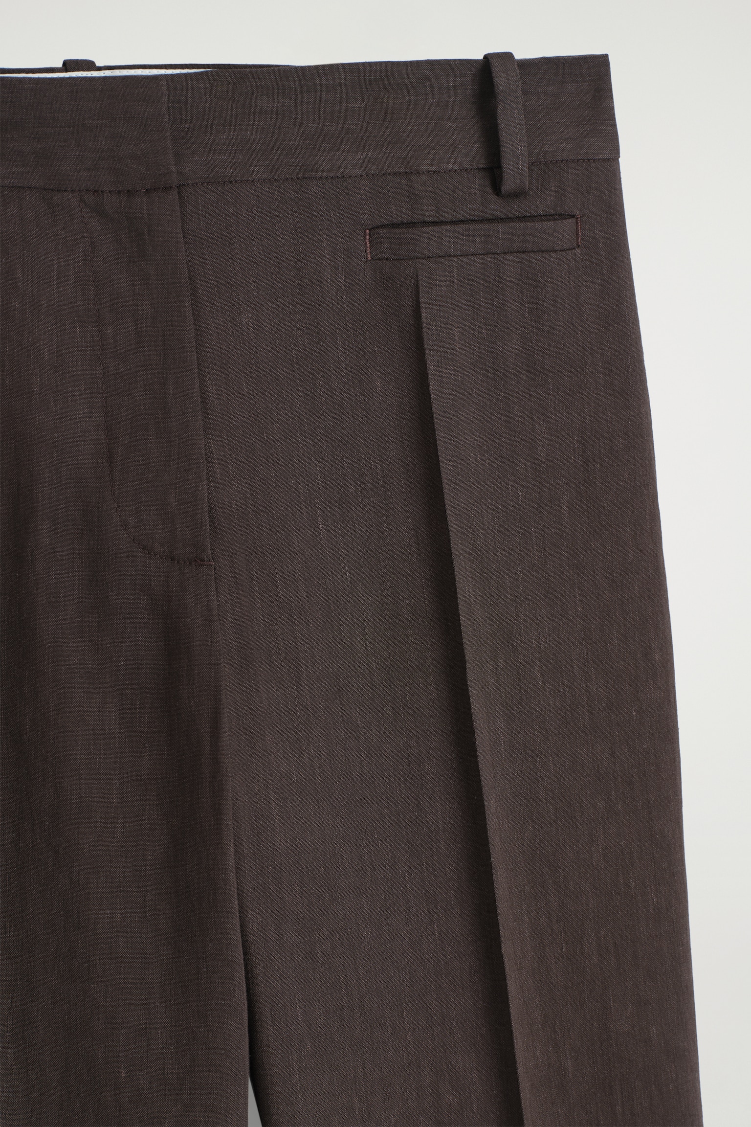 PANTALÓN DE TRAJE DE LINO CORTE RECTO - MARRÓN OSCURO - 5